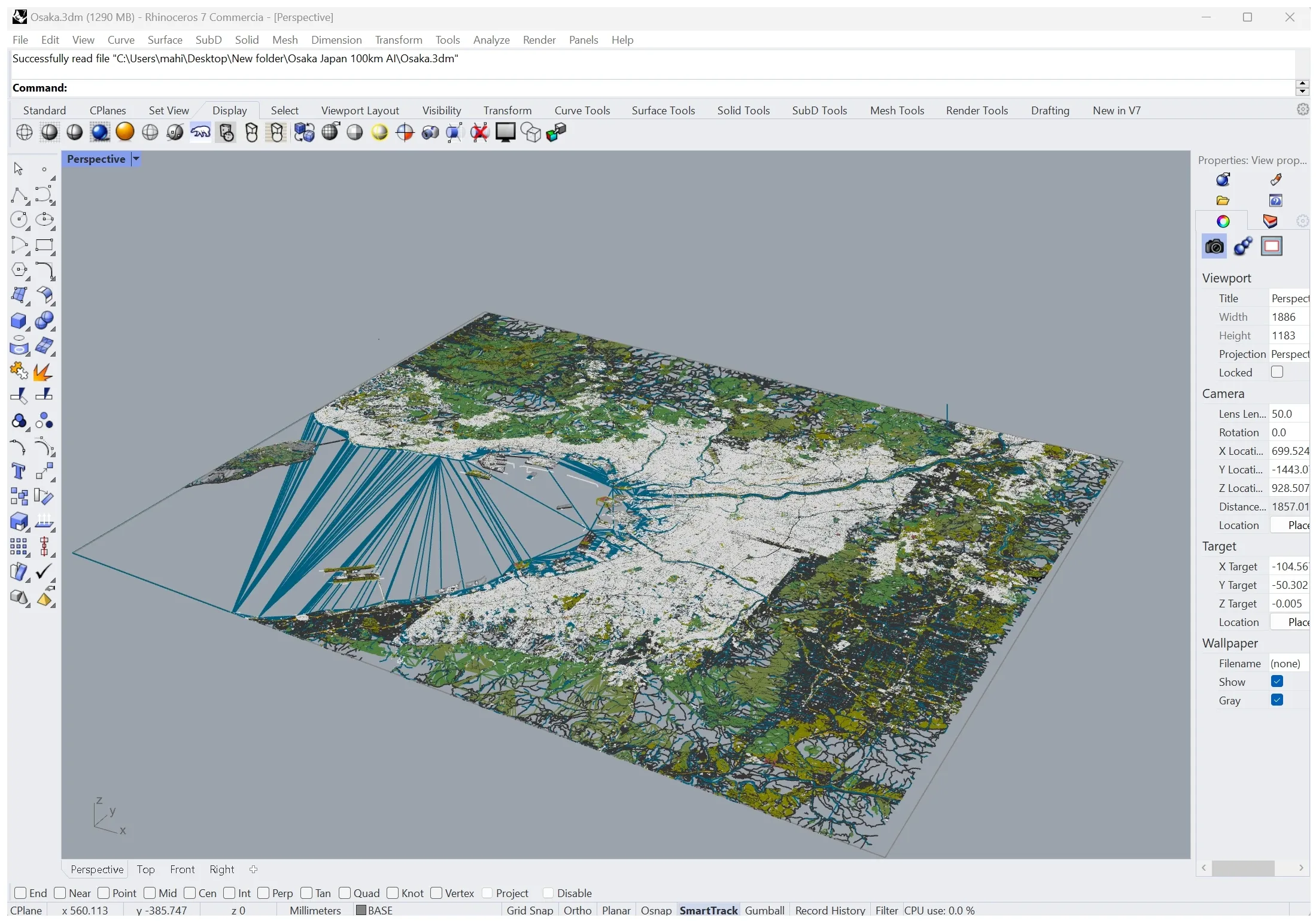Osaka City Japan 3D Model 100km