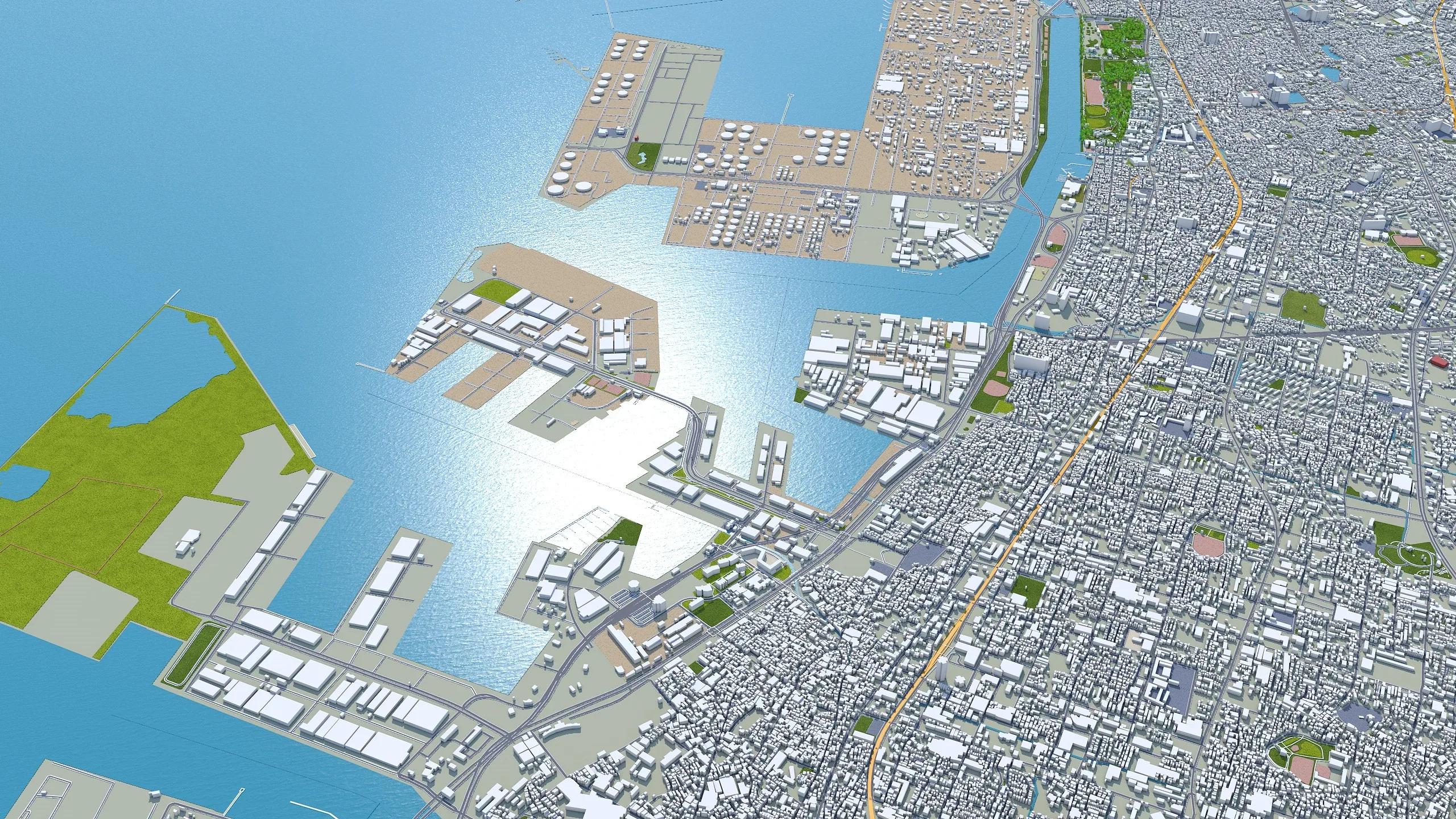 Osaka City Japan 3D Model 100km