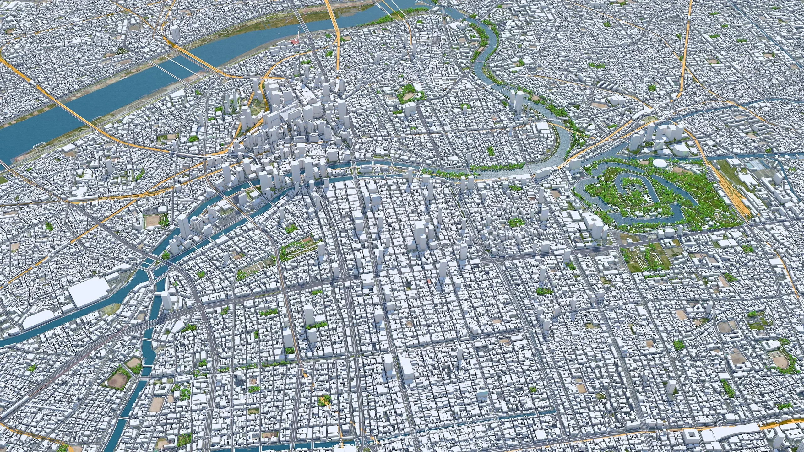 Osaka City Japan 3D Model 100km