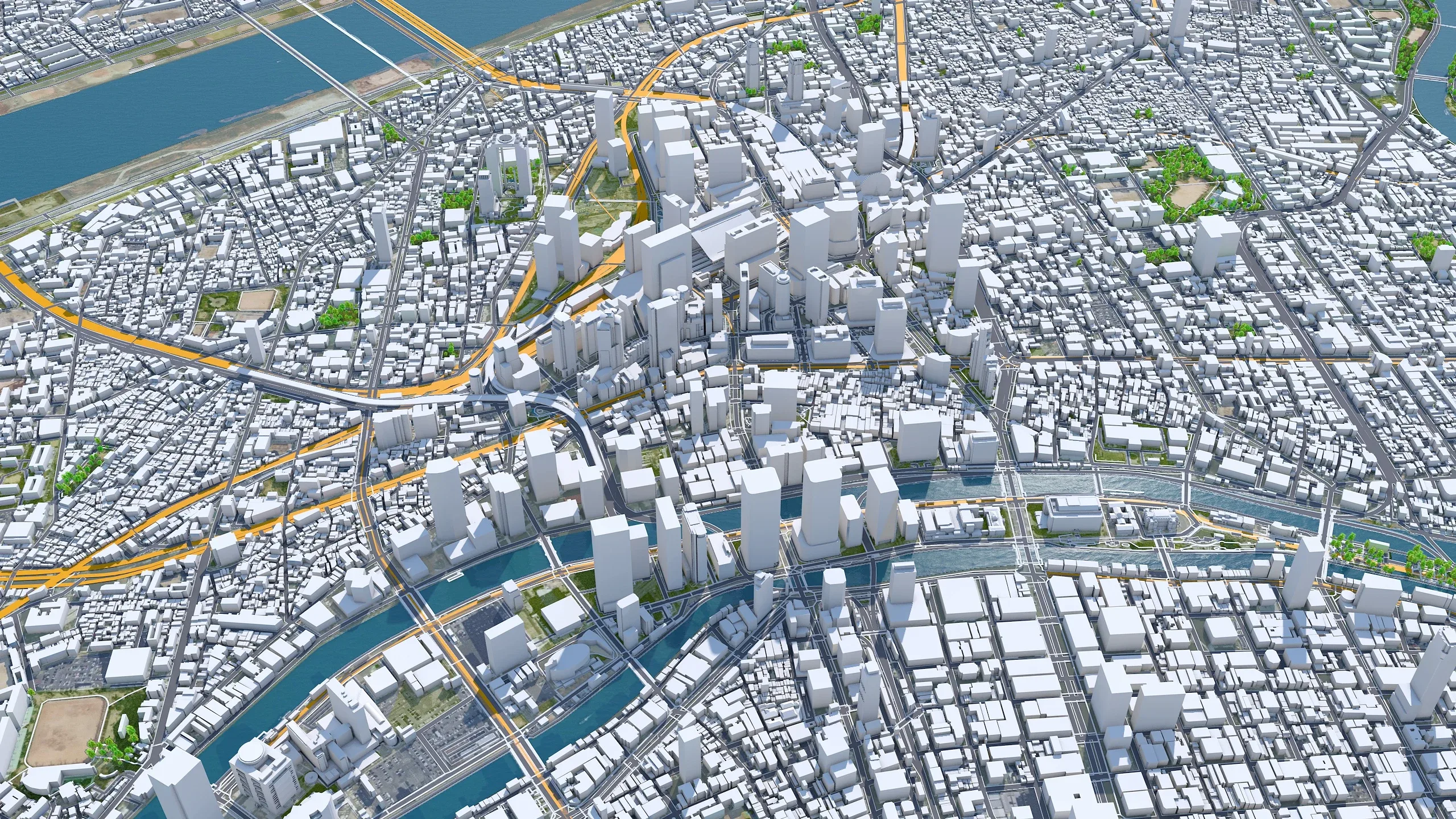 Osaka City Japan 3D Model 100km