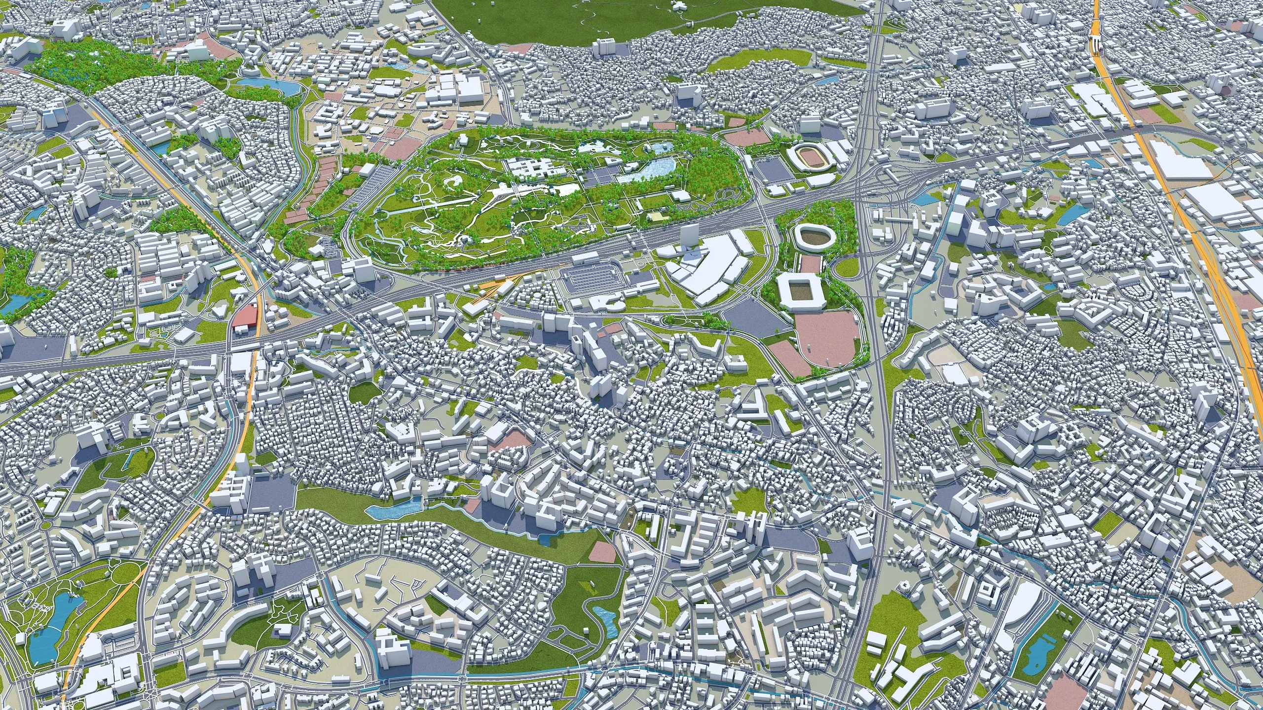 Osaka City Japan 3D Model 100km