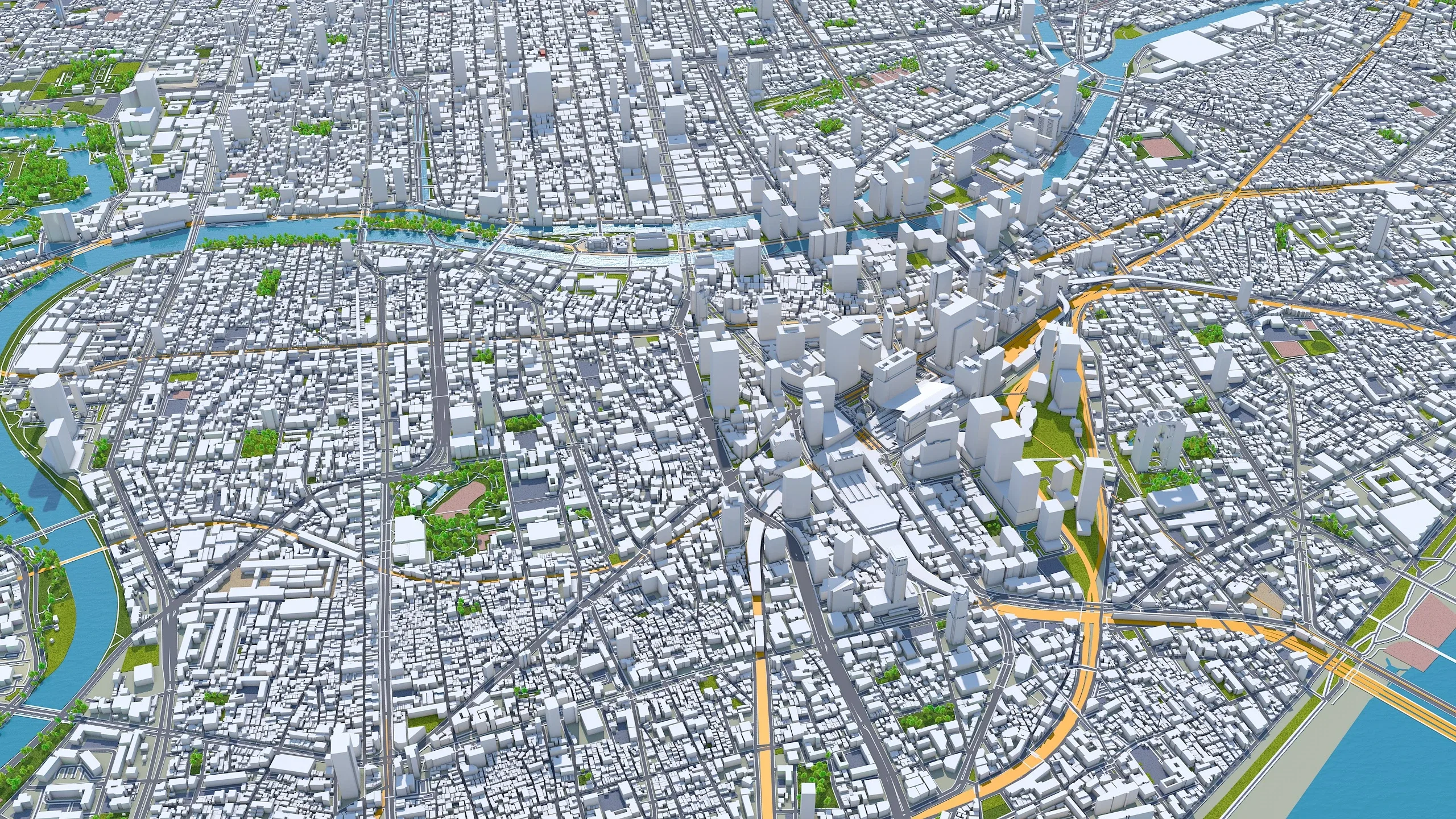 Osaka City Japan 3D Model 100km