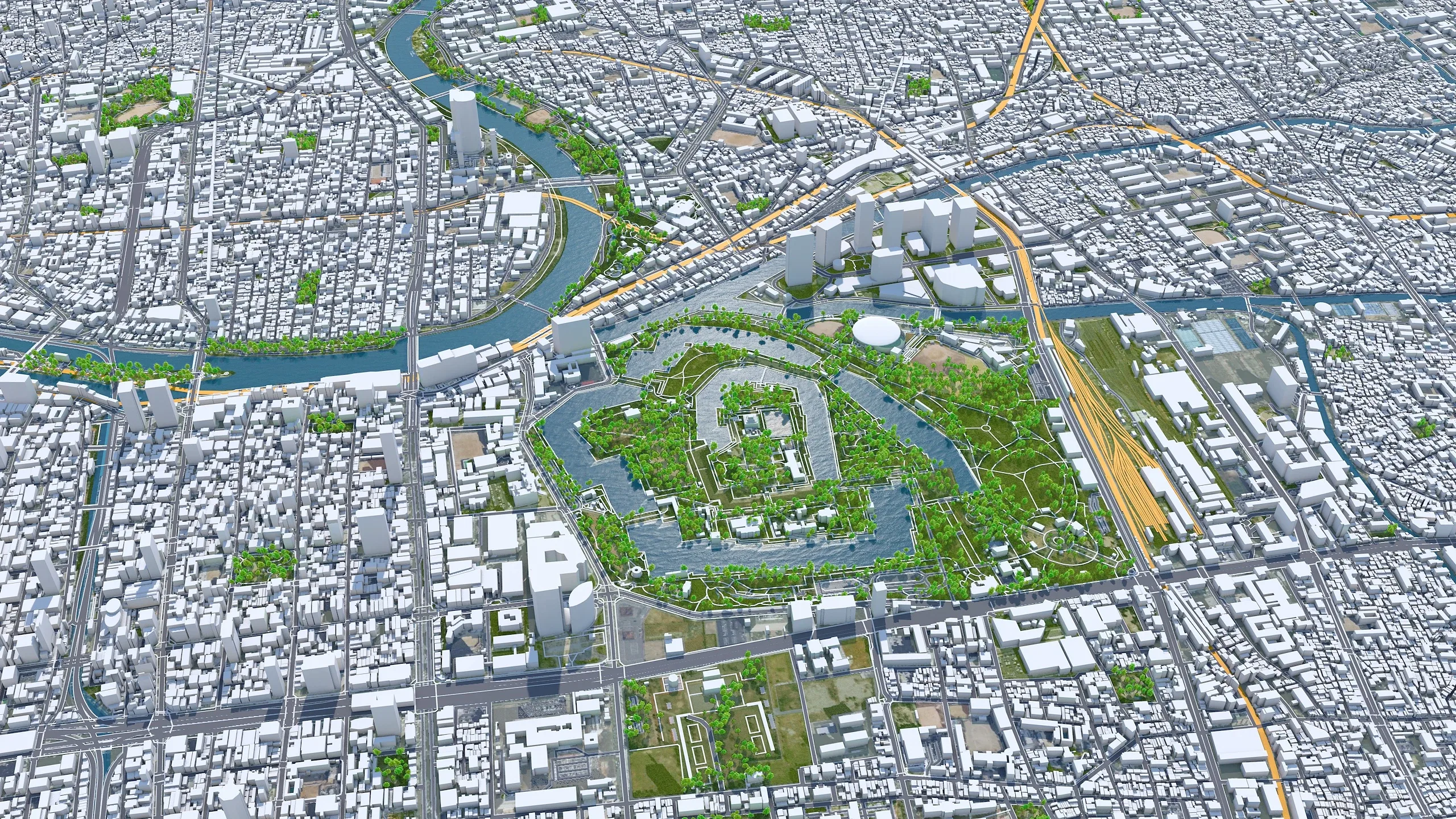 Osaka City Japan 3D Model 100km