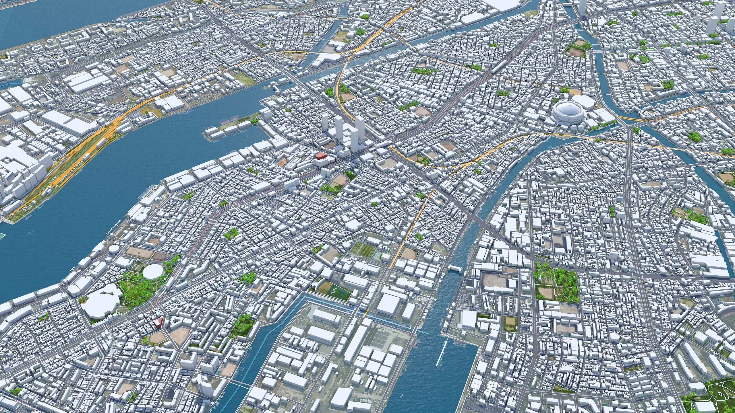 Osaka City Japan 3D Model 100km