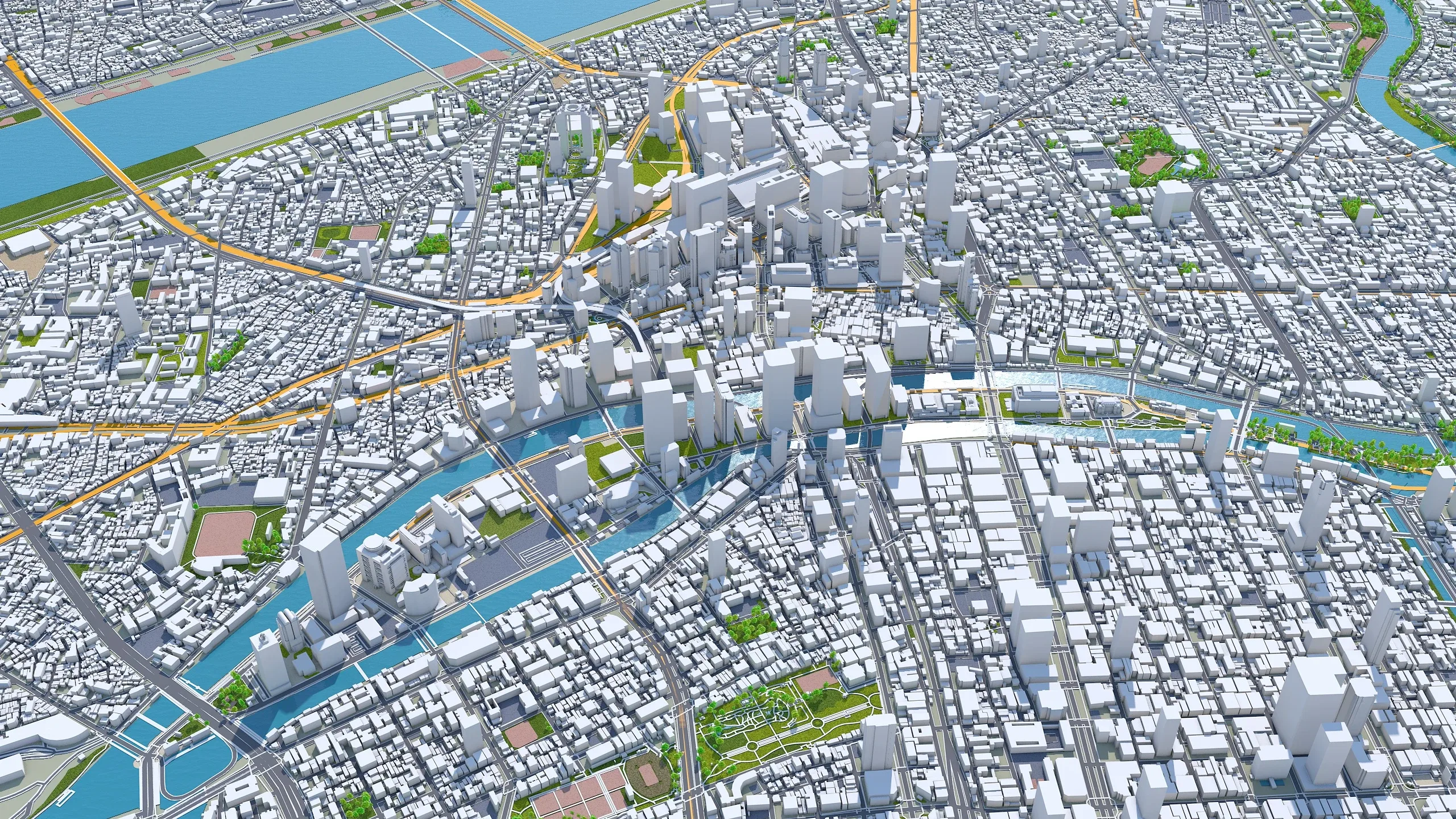 Osaka City Japan 3D Model 100km