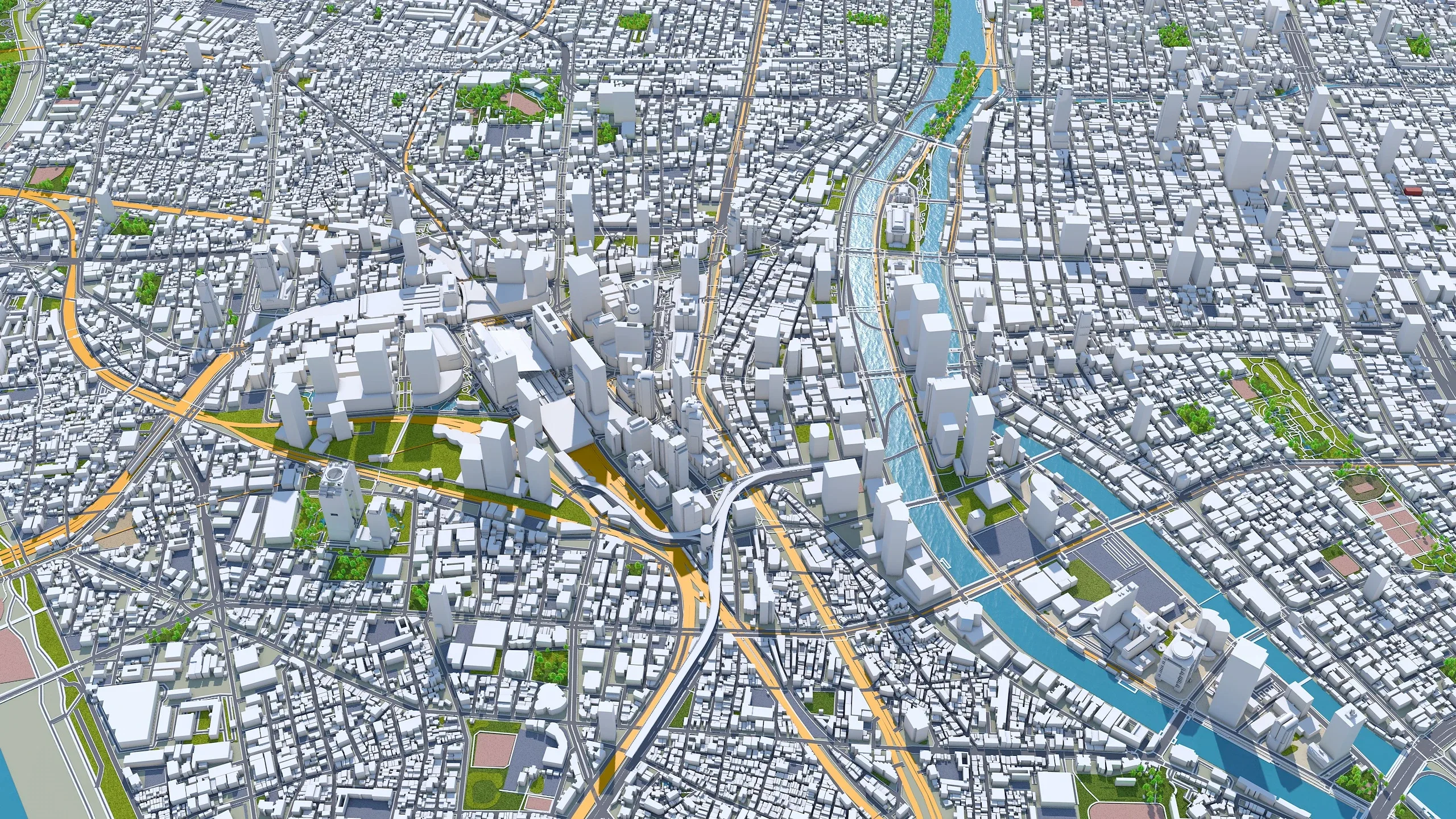Osaka City Japan 3D Model 100km