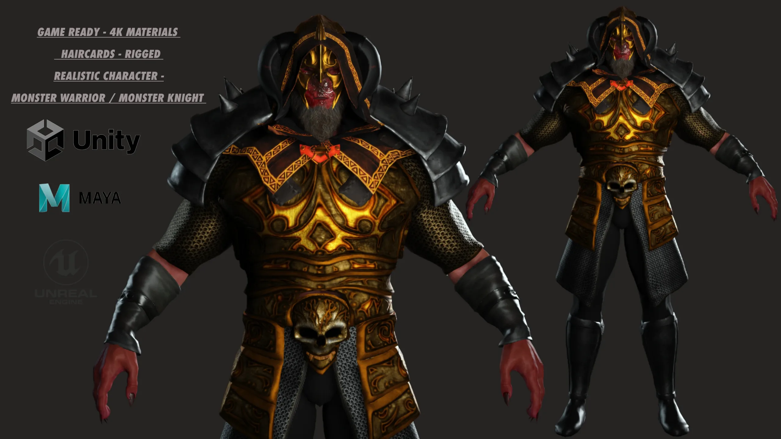 AAA 3D GAME READY FANTASY MALE CHARACTER - MONSTER WARRIOR 01