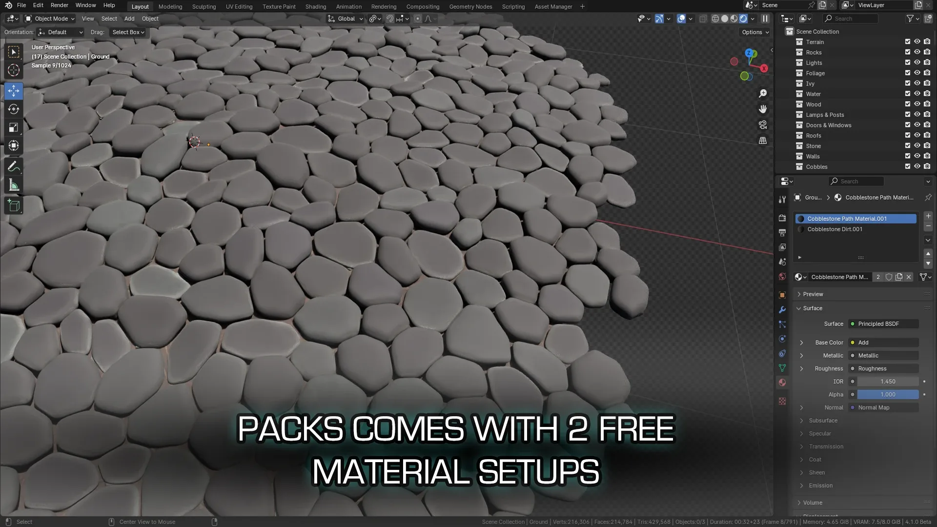 Blender 4 Cobblestone Path Geometry Node