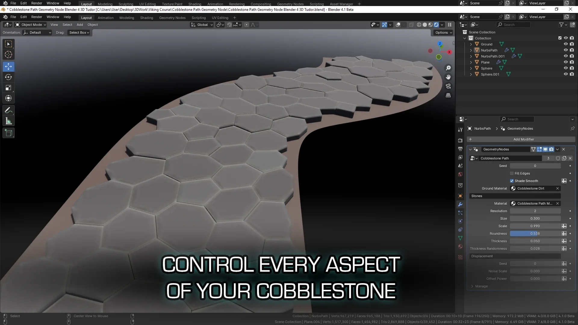 Blender 4 Cobblestone Path Geometry Node