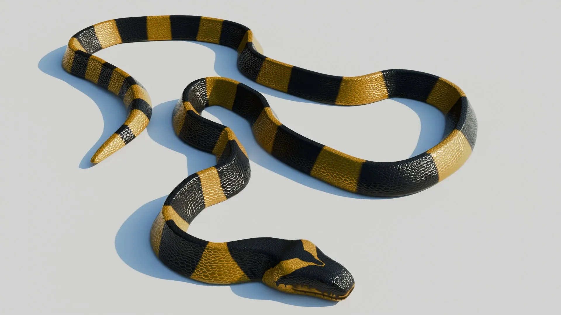 Rigged Banded Krait - Low Poly - Game Ready - PBR
