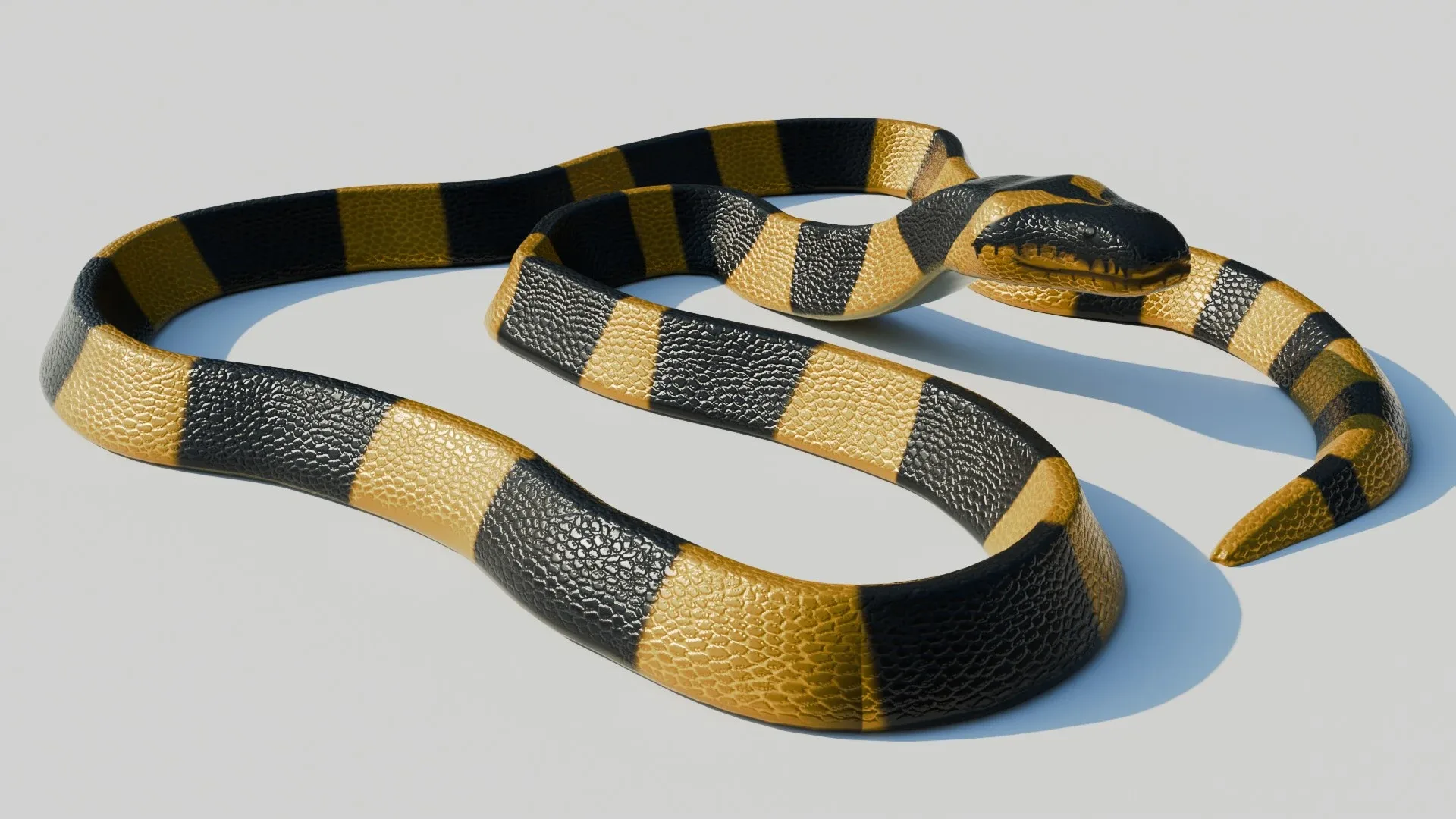 Rigged Banded Krait - Low Poly - Game Ready - PBR