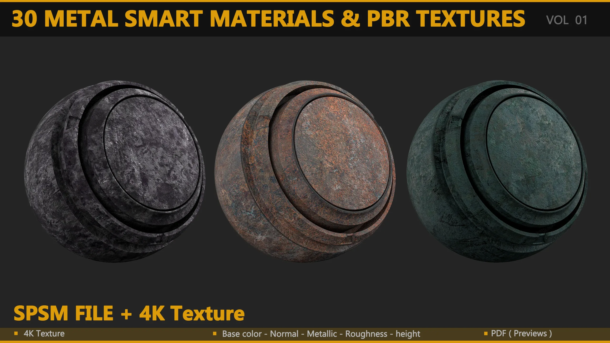 30 METAL SMART MATERIALS & PBR TEXTURES