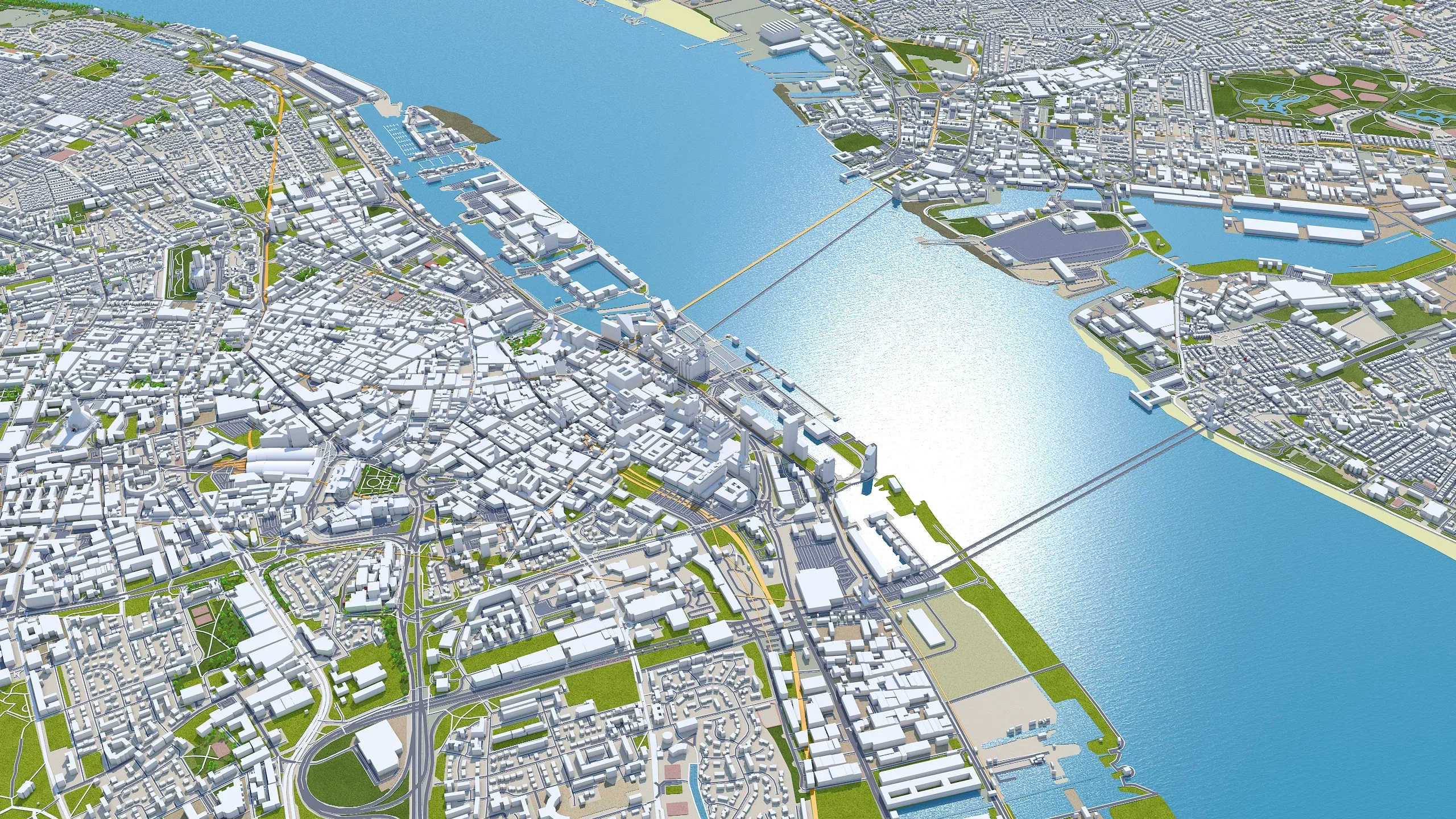 Liverpool City UK 3D Model 40KM