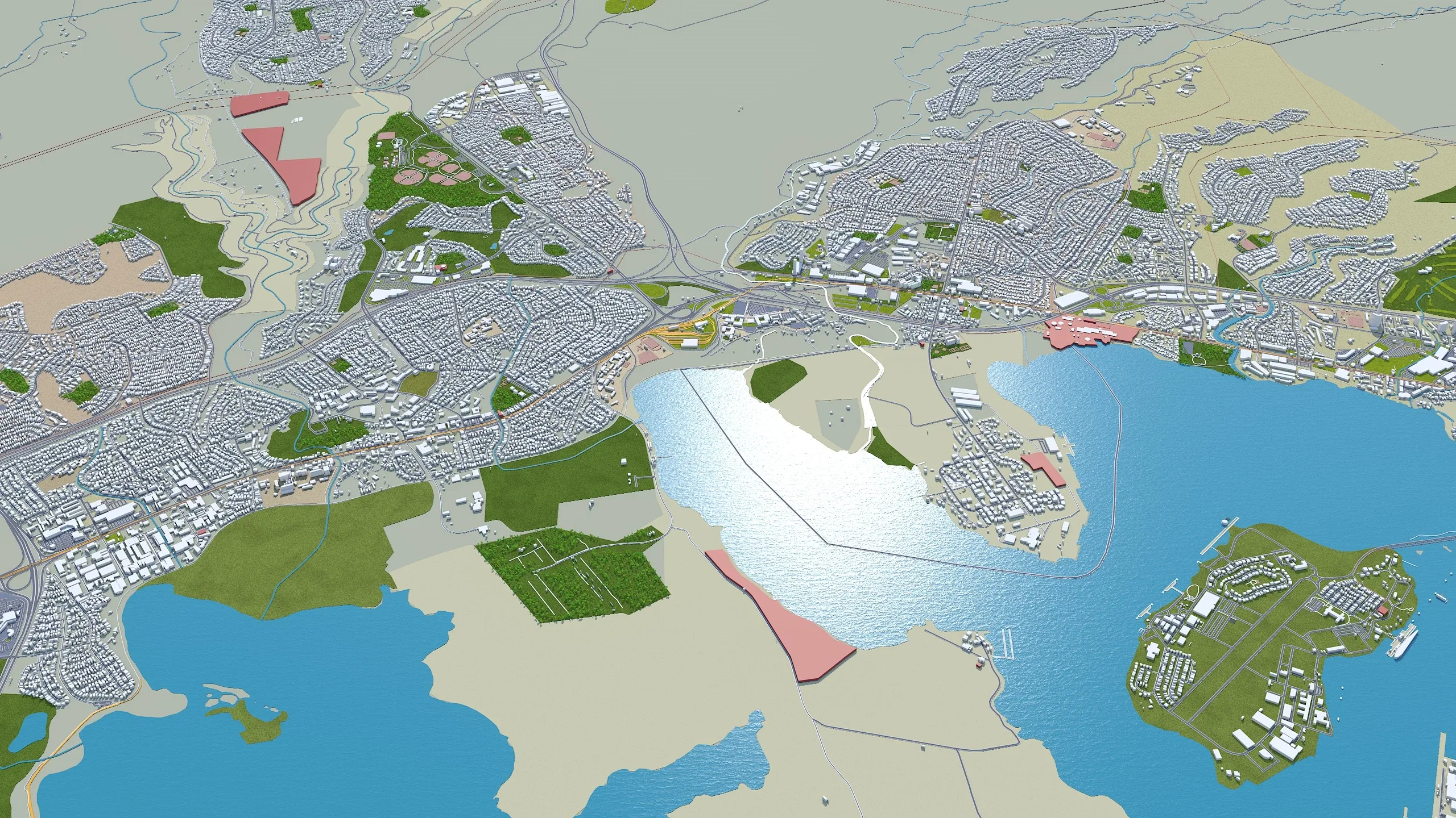 Oahu Island Hawaii City USA 3D Model 80KM