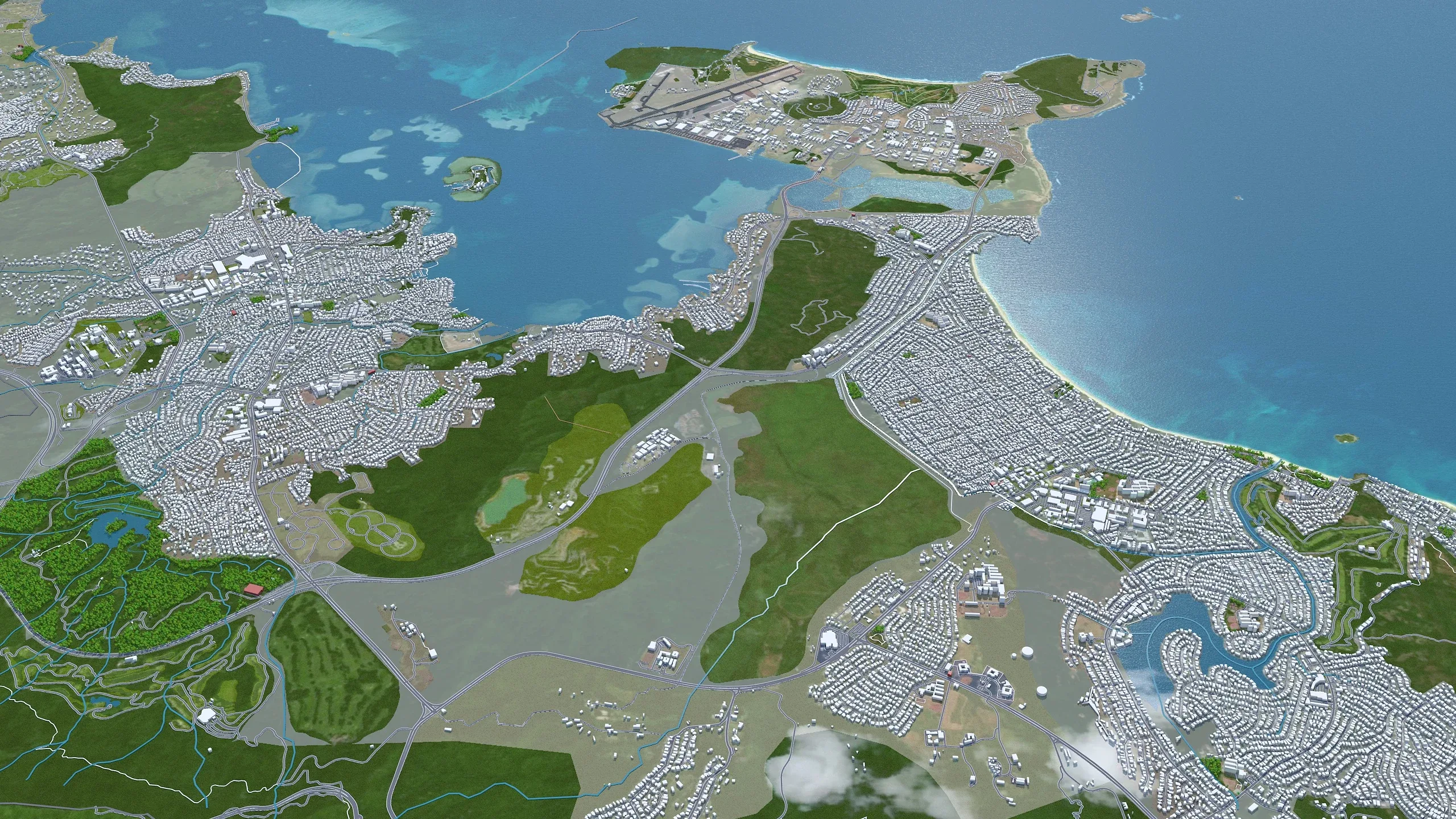 Oahu Island Hawaii City USA 3D Model 80KM