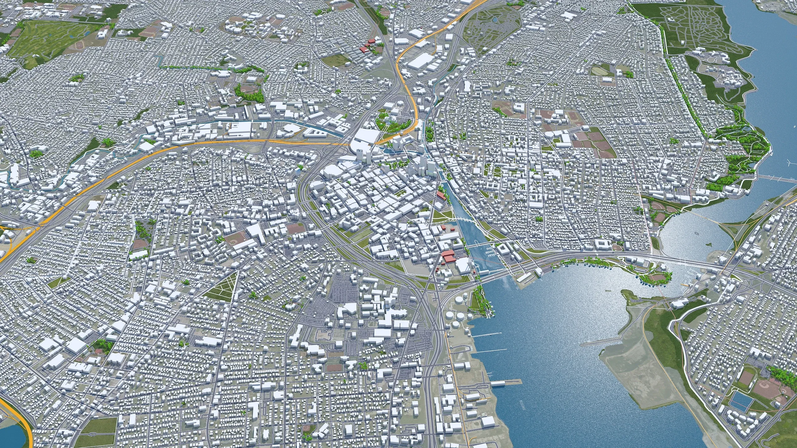 Providence and Pawtucket Rhode City Island USA 3D Model 30KM