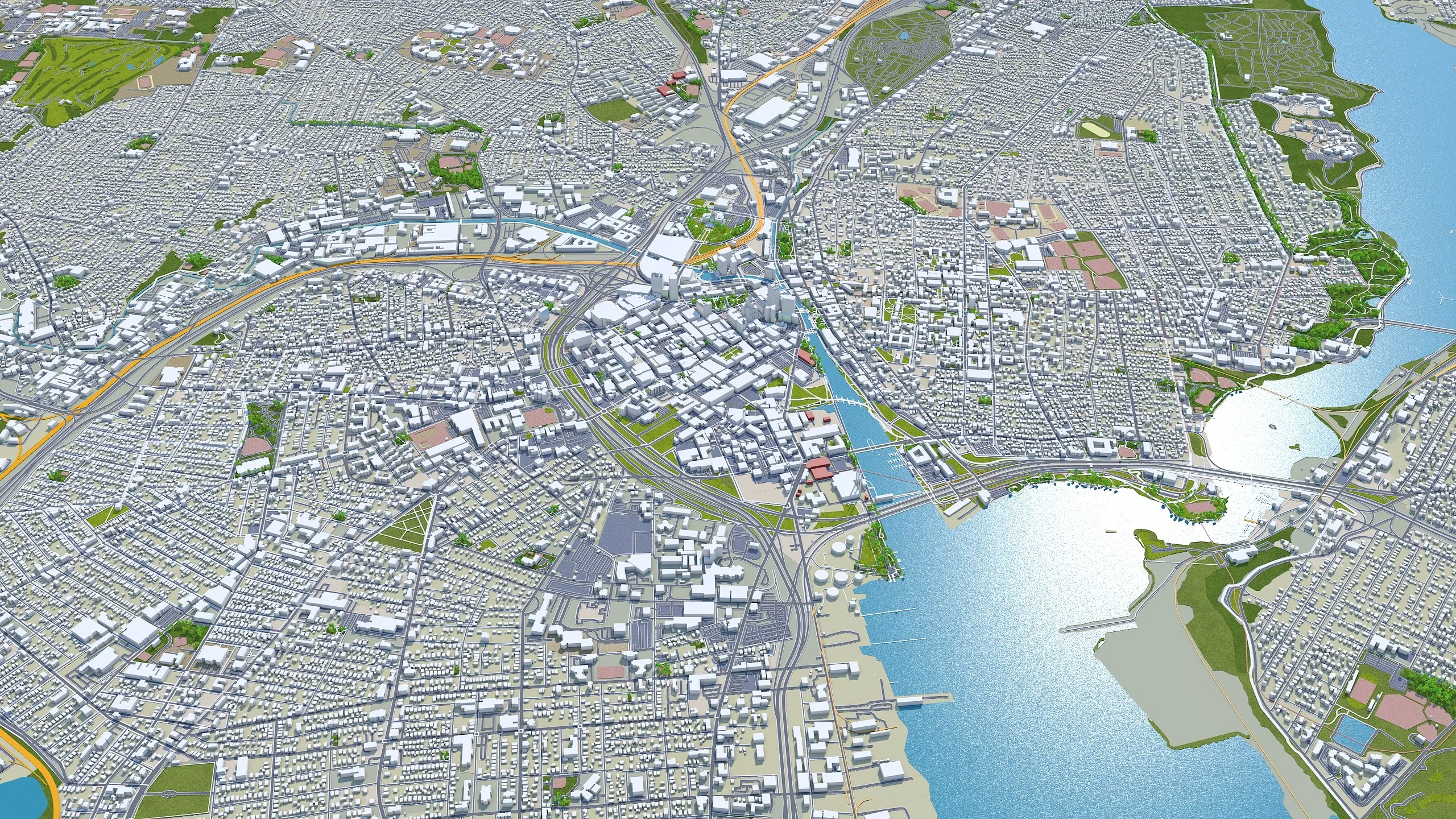 Providence and Pawtucket Rhode City Island USA 3D Model 30KM