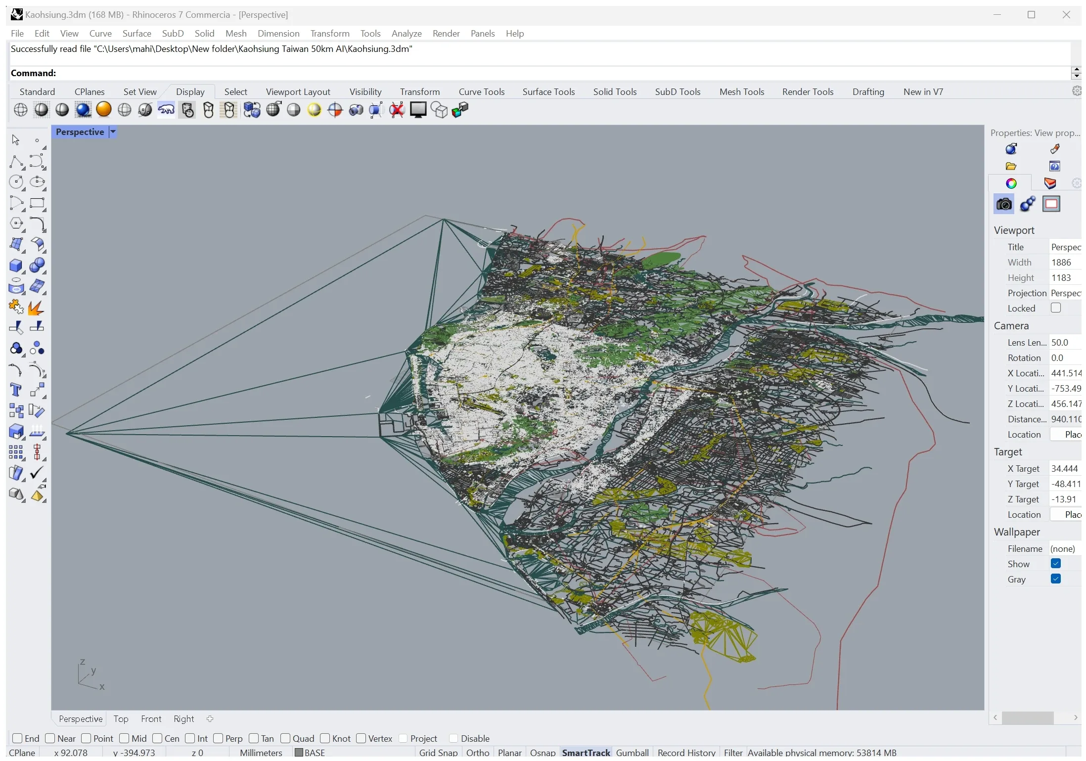 Kaohsiung city Taiwan 3d model 50km