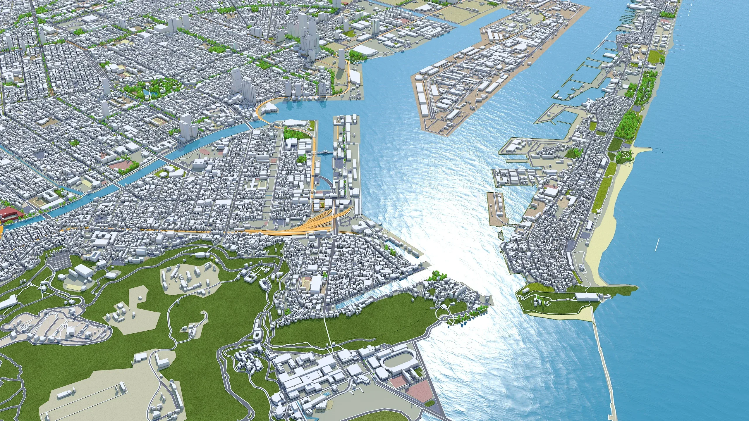 Kaohsiung city Taiwan 3d model 50km