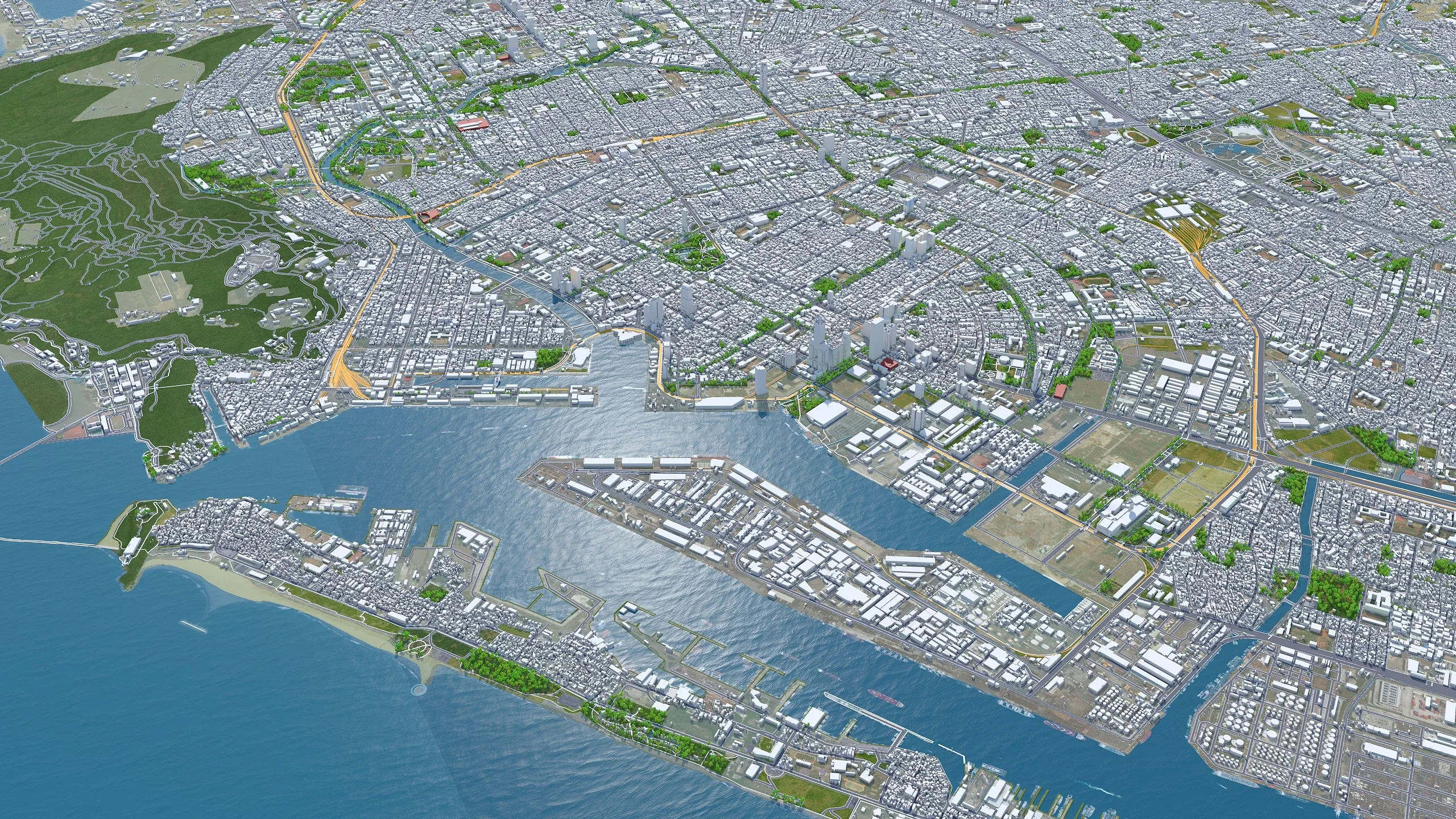 Kaohsiung city Taiwan 3d model 50km