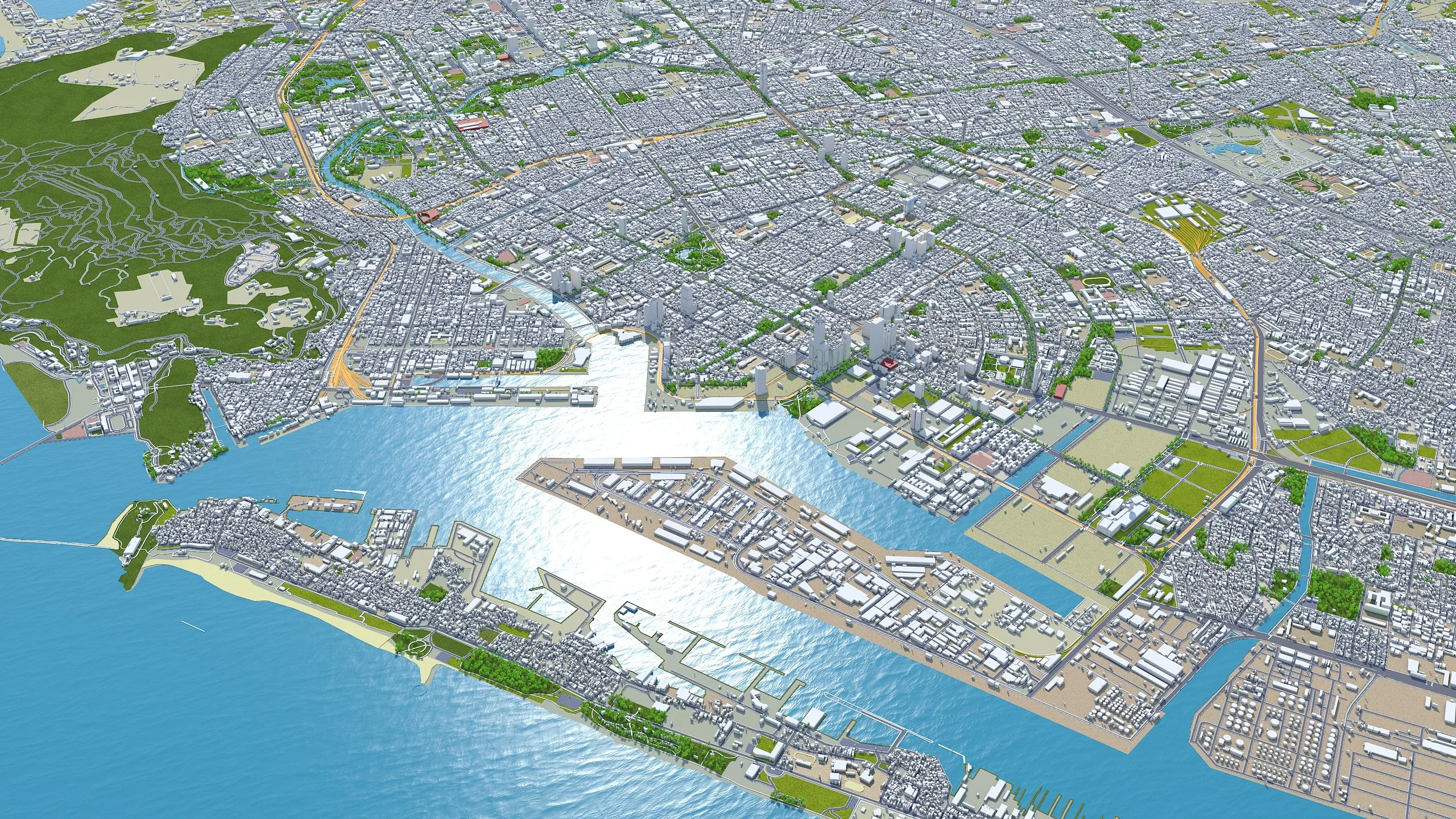 Kaohsiung city Taiwan 3d model 50km