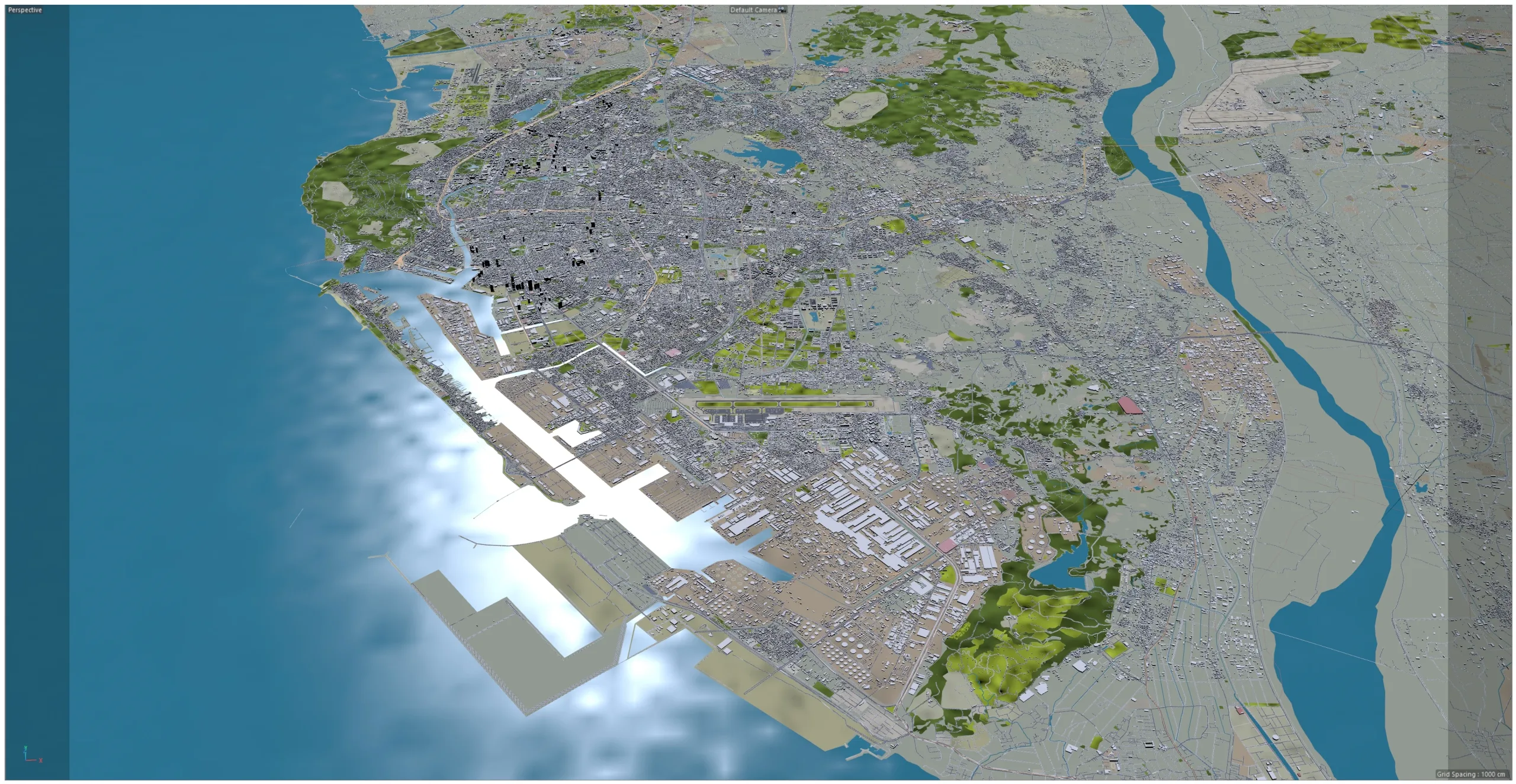 Kaohsiung city Taiwan 3d model 50km
