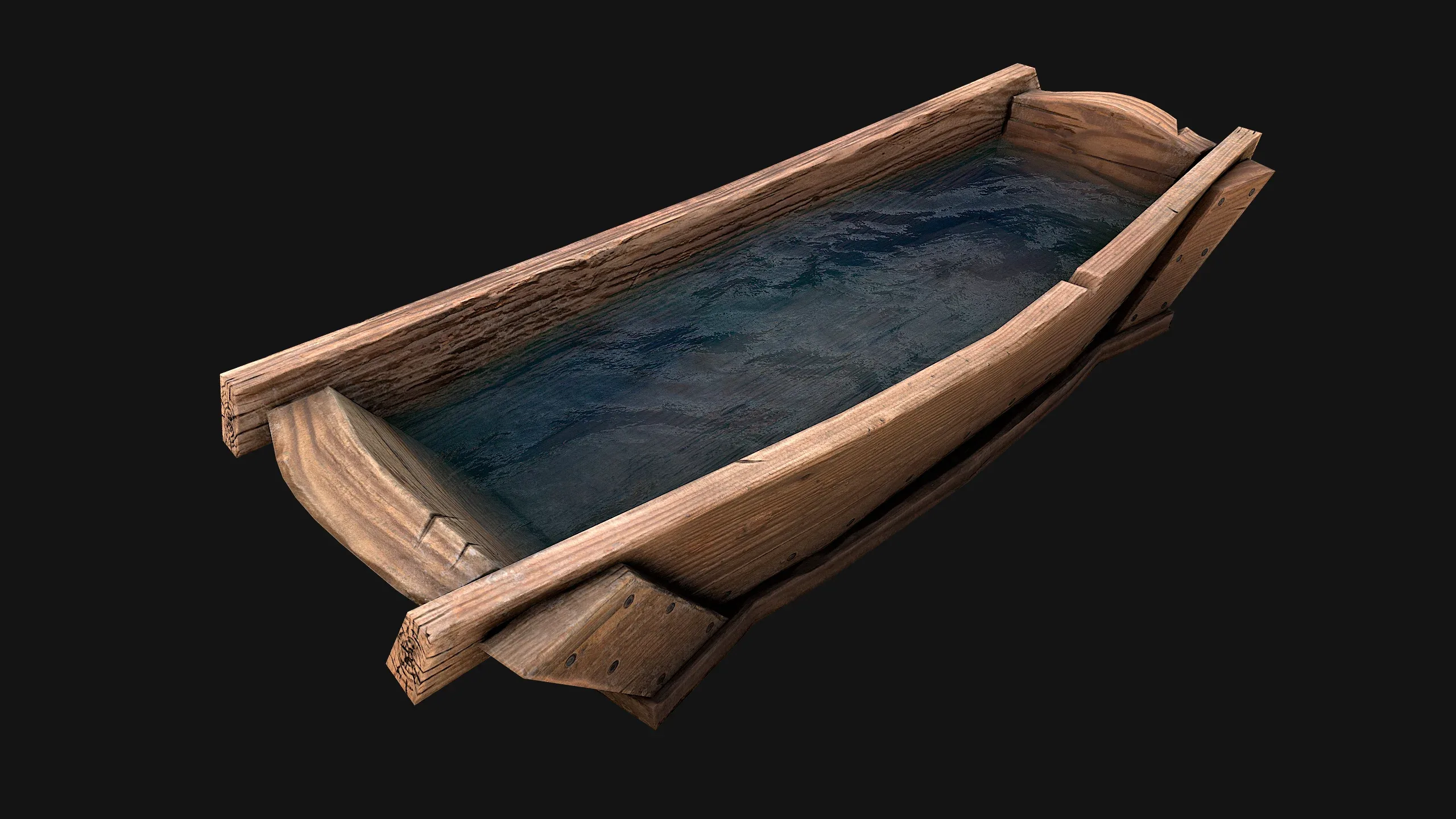 Medieval Trough with Water and Feed for Livestock