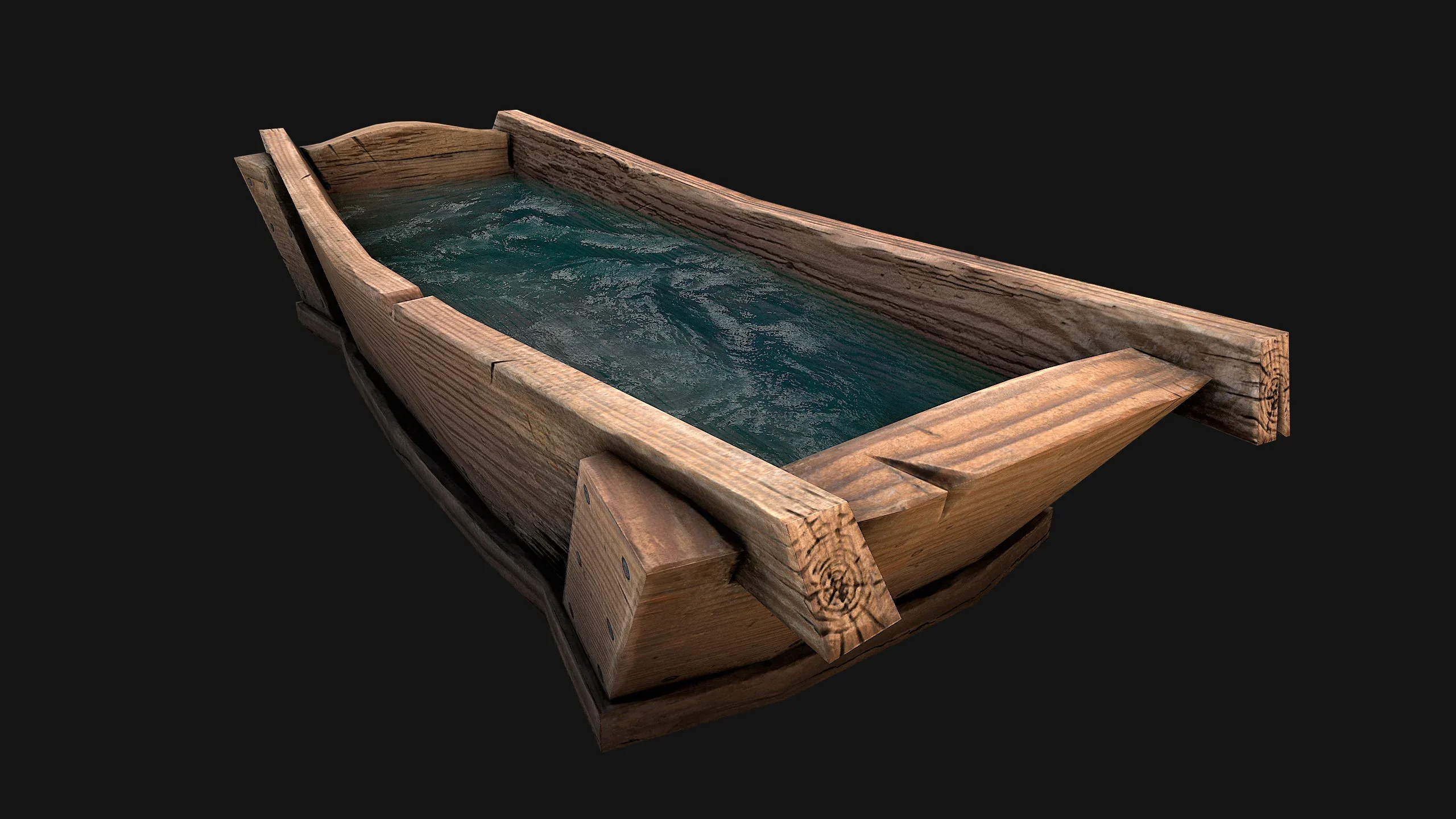 Medieval Trough with Water and Feed for Livestock