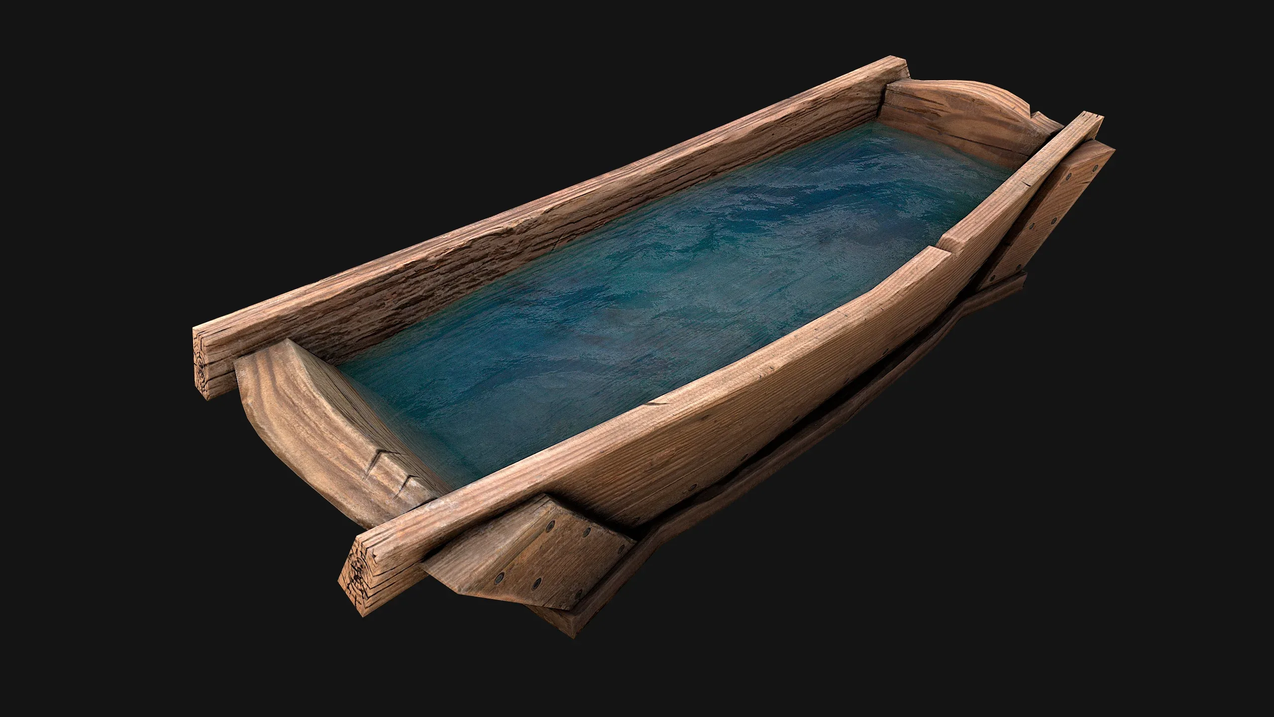 Medieval Trough with Water and Feed for Livestock