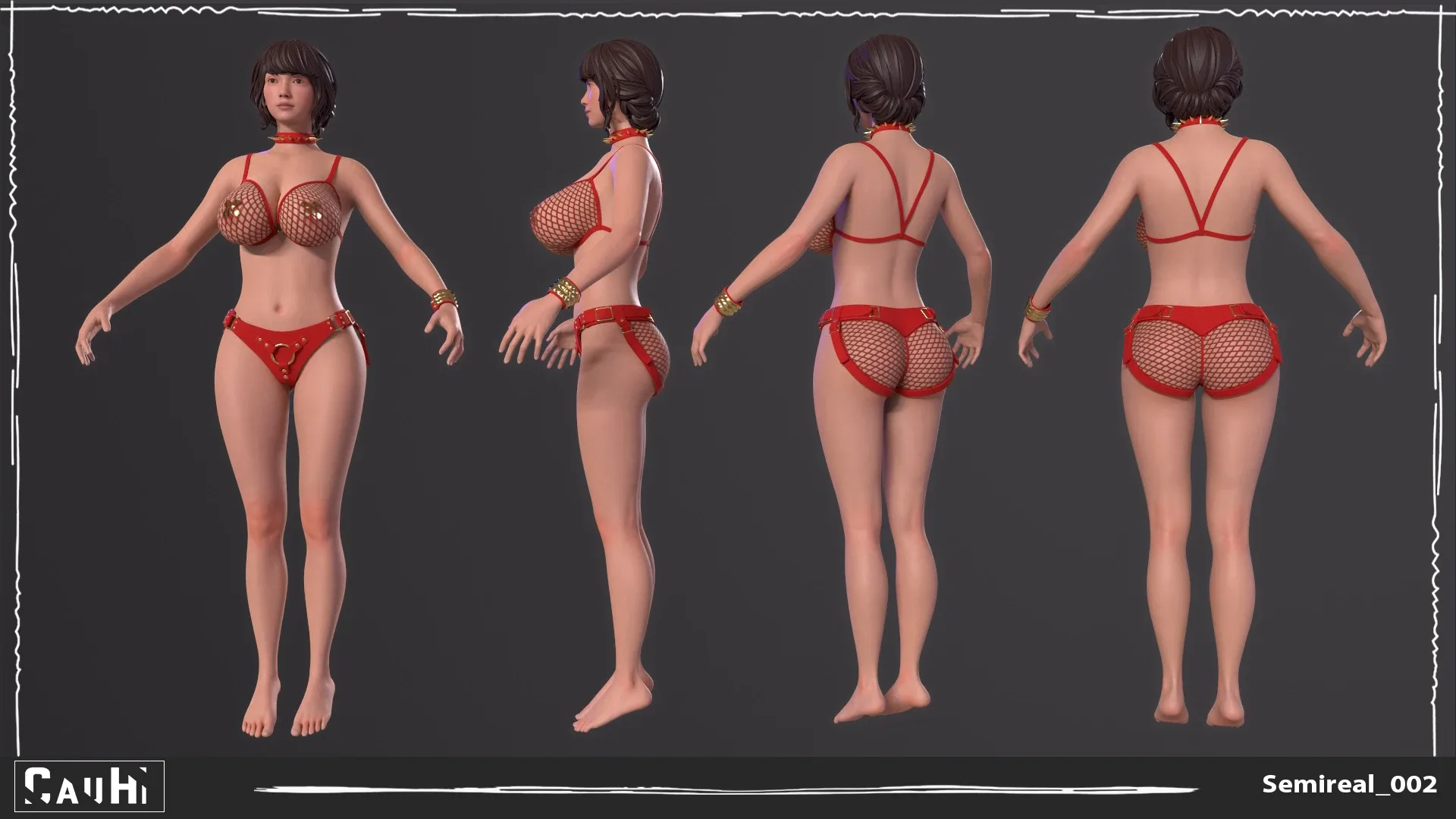 Body Girl Bikini Semireal Low-poly