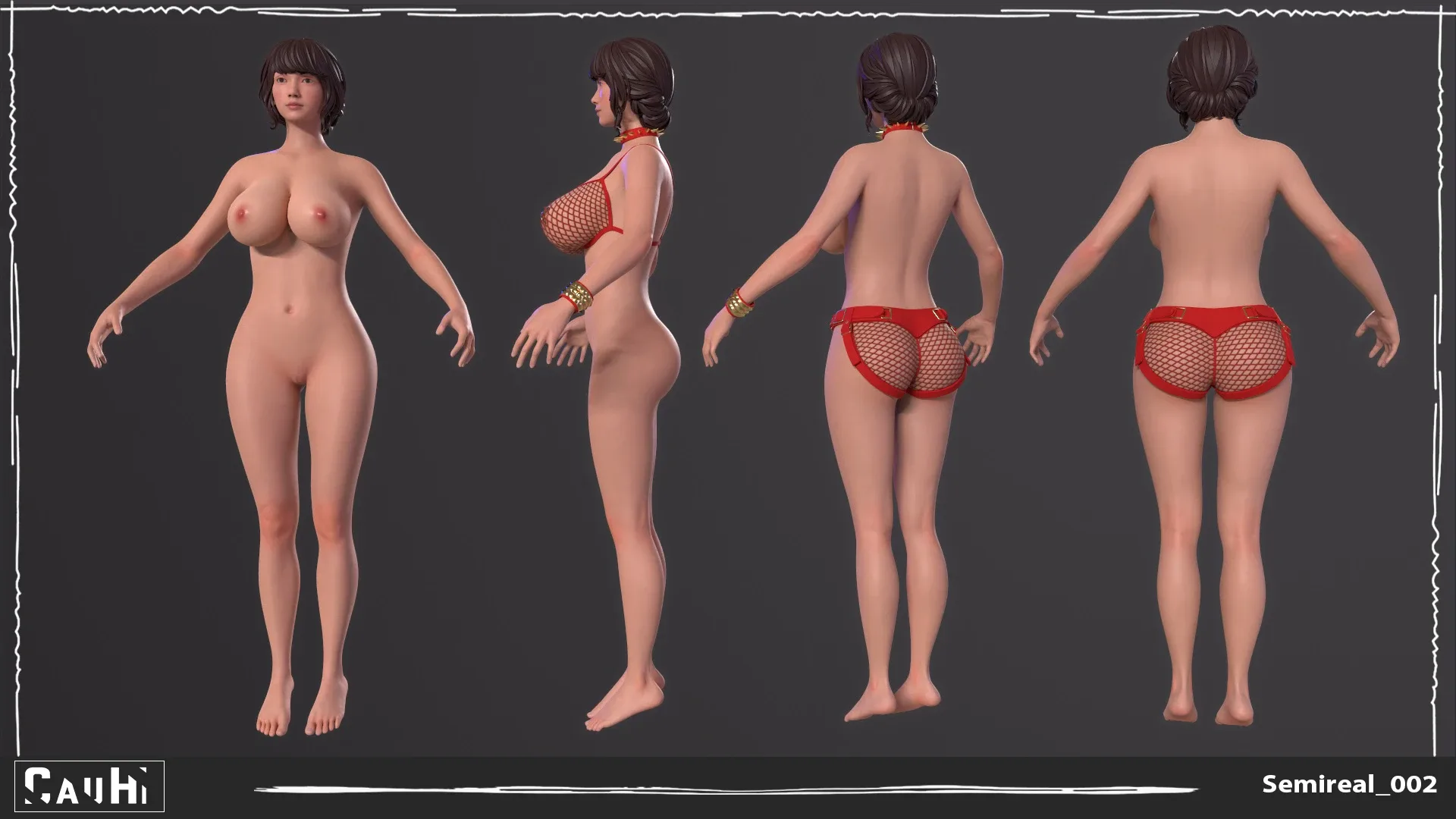 Body Girl Bikini Semireal Low-poly