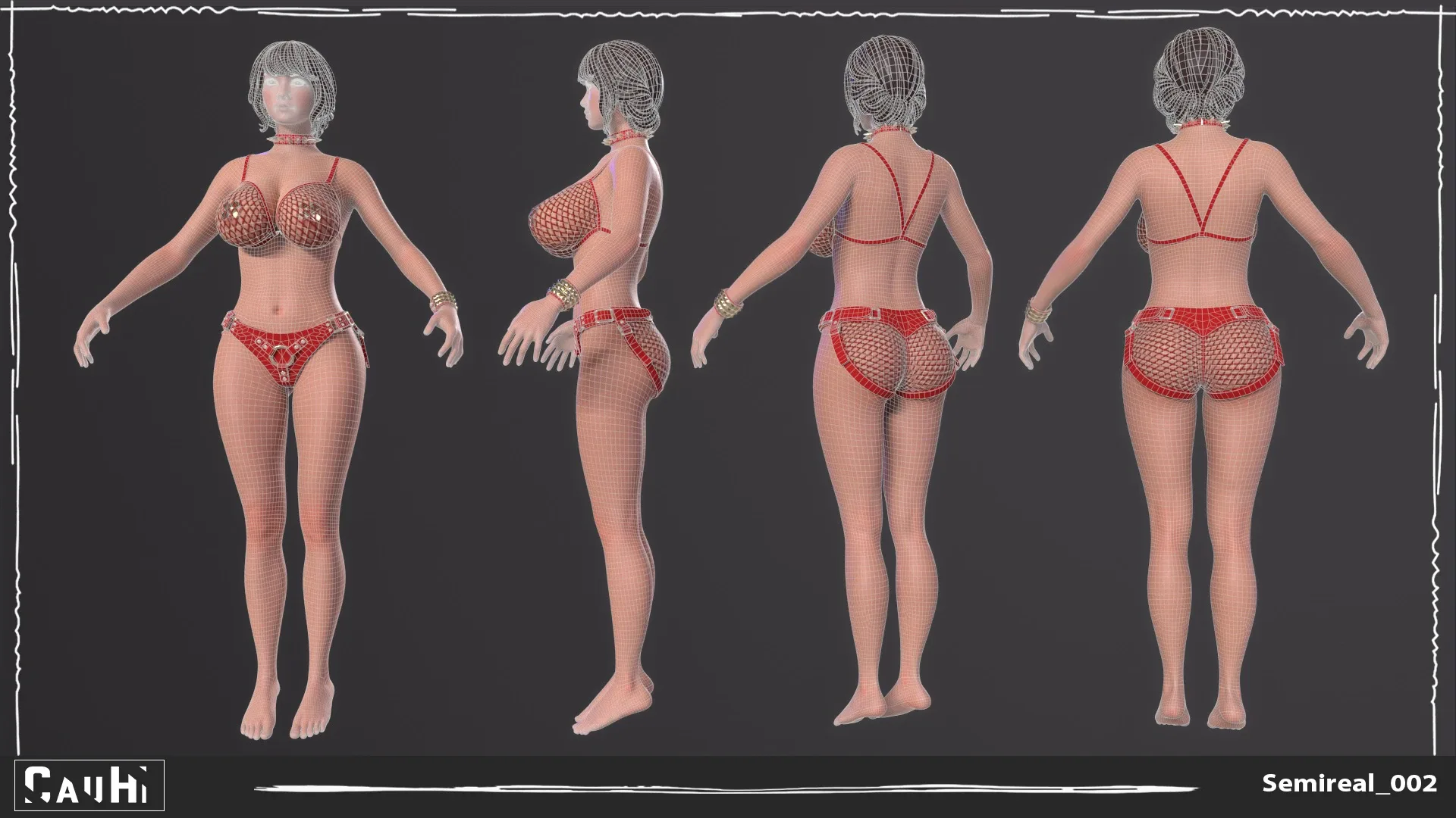 Body Girl Bikini Semireal Low-poly