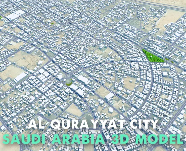 Al Qurayyat city Saudi Arabia 3d model 30km