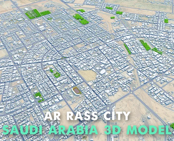 Ar Rass city Saudi Arabia 3d model 35km