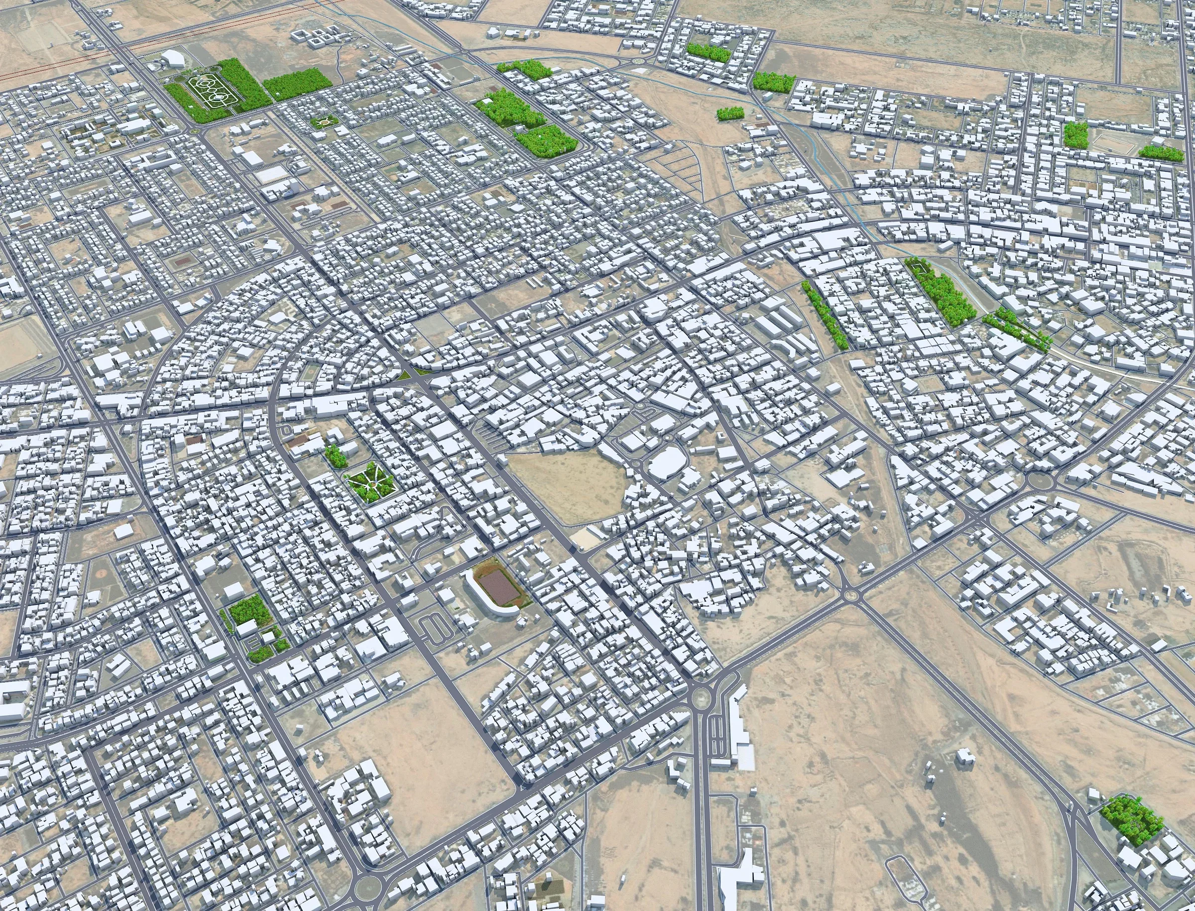 Ar Rass city Saudi Arabia 3d model - FlippedNormals