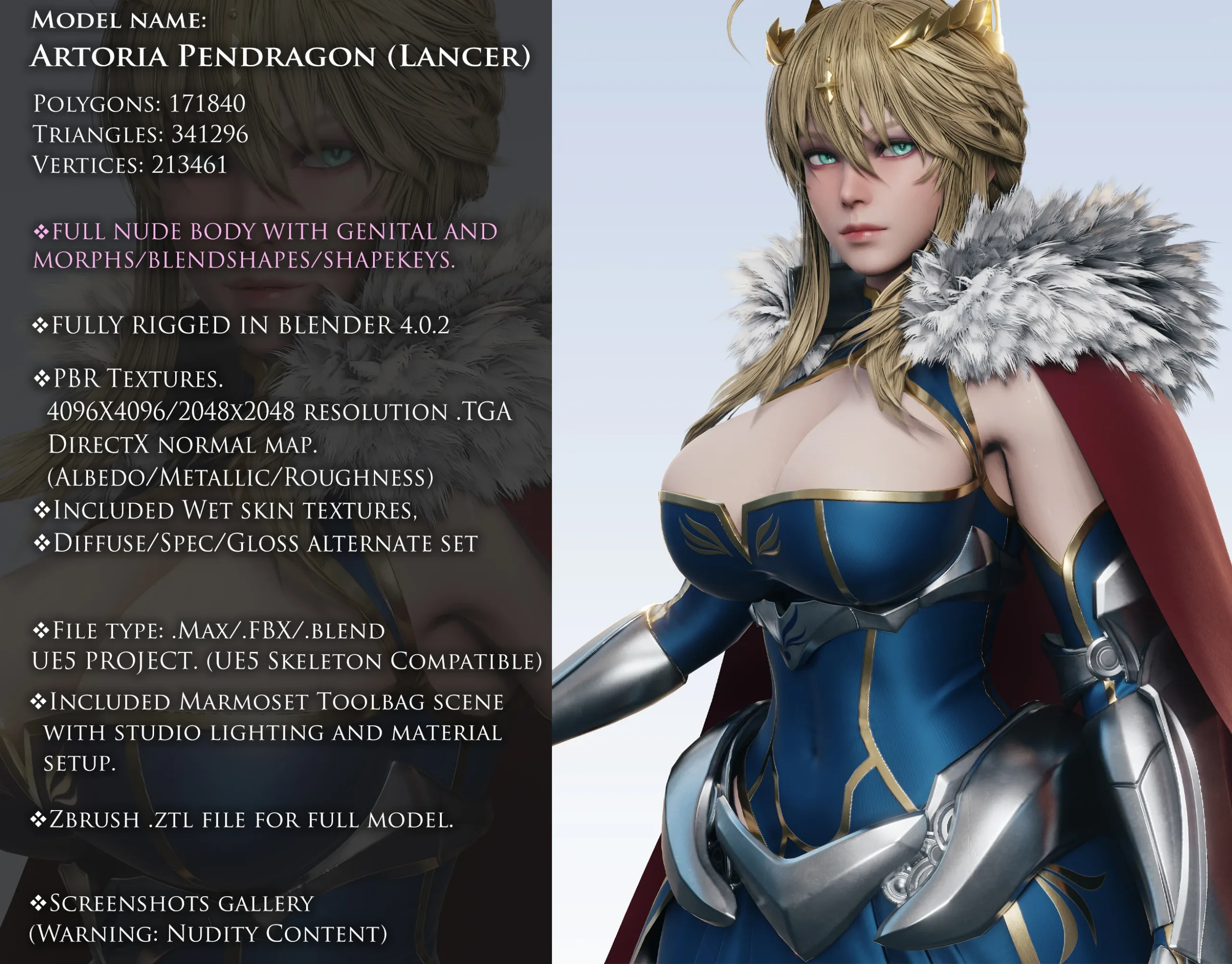 Artoria Pendragon Lancer - Game Ready