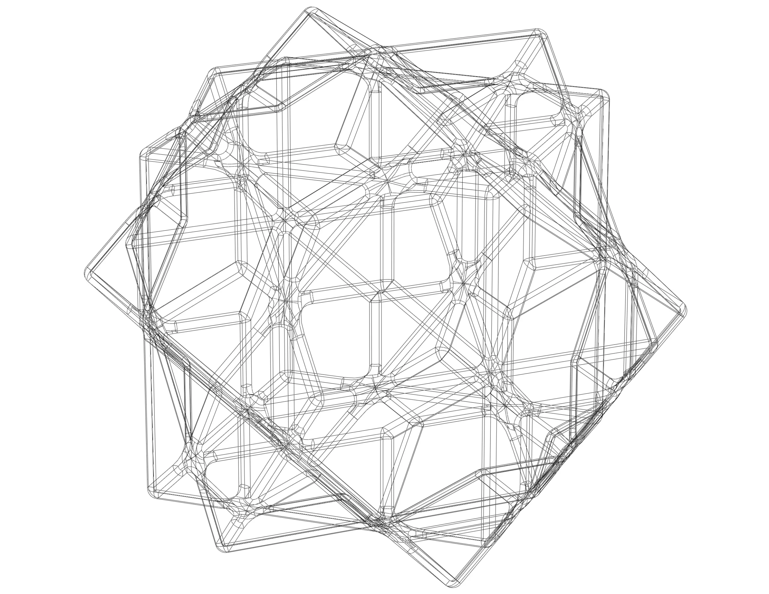 Wireframe Shape Compound of Three Cubes