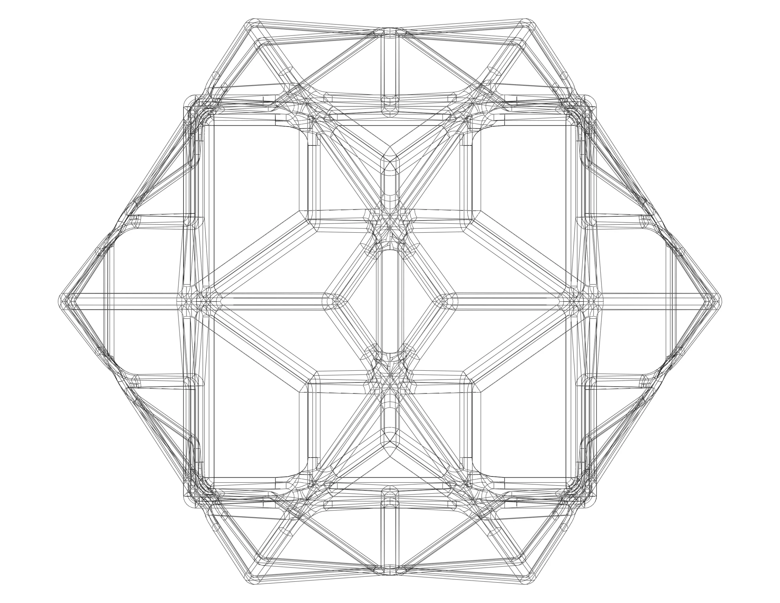 Wireframe Shape Compound of Three Cubes