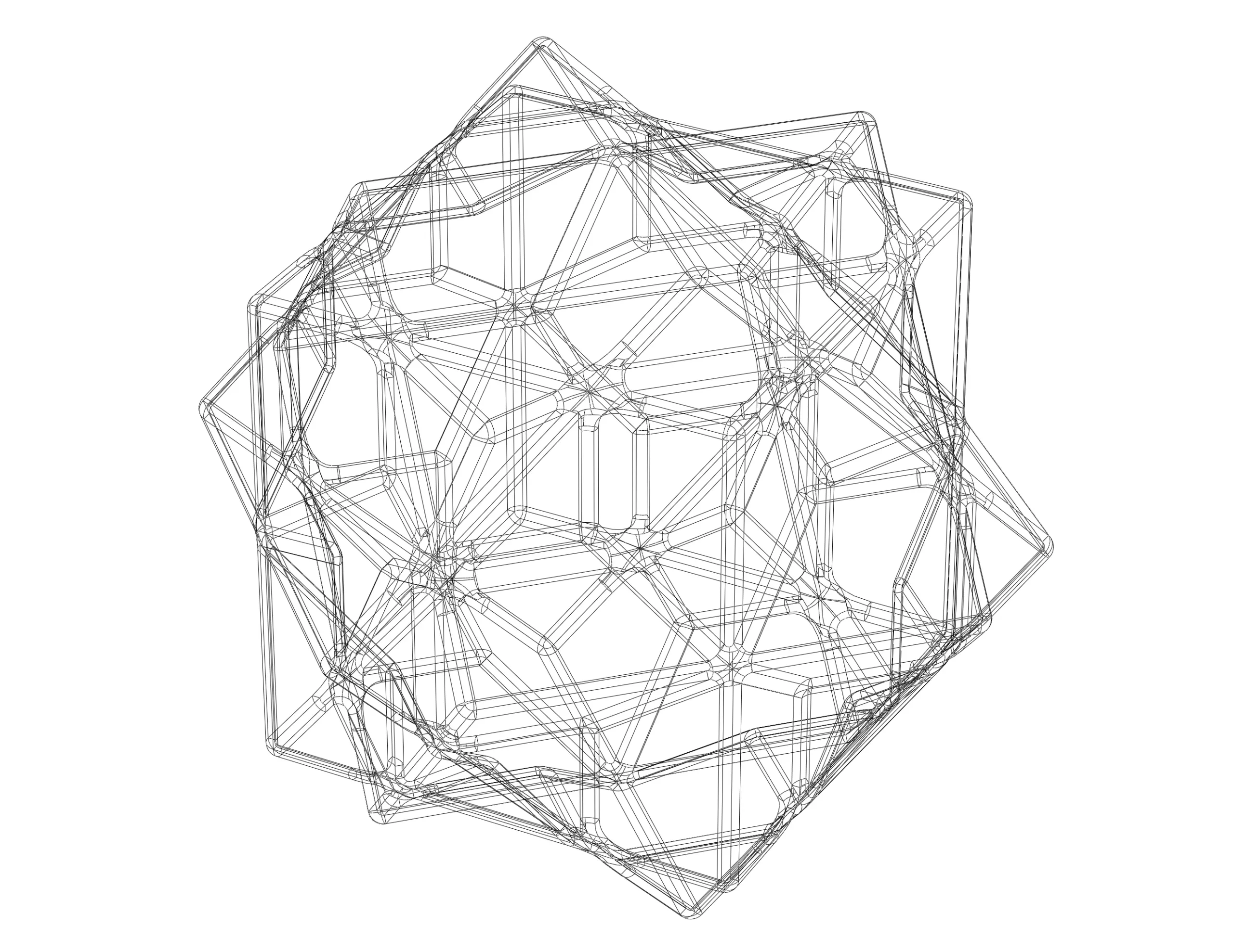 Wireframe Shape Compound of Three Cubes