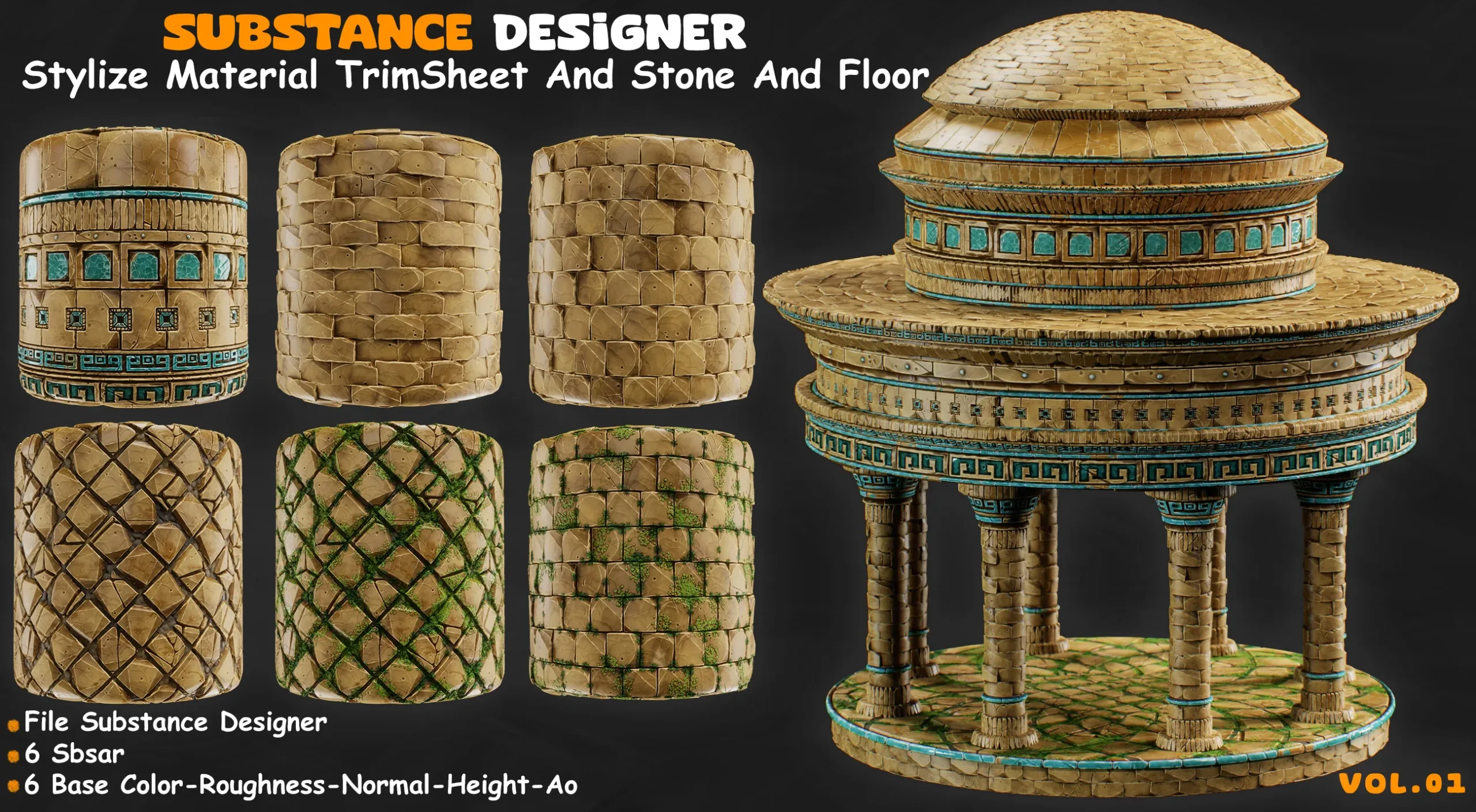 Stylize Material Trim Sheet And Stone Floor vol.01