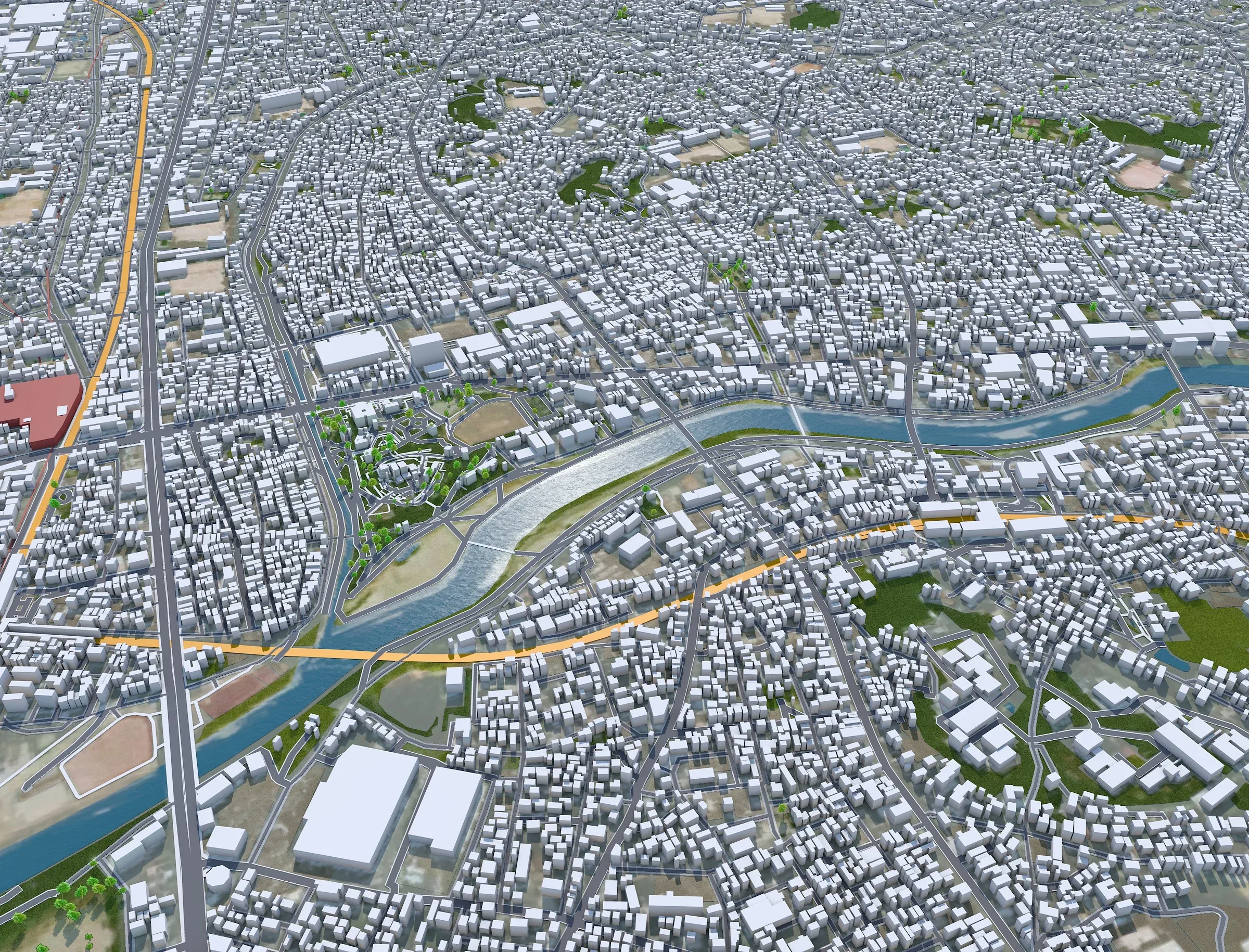 Okazaki Aichi city Japan 3d model 40km