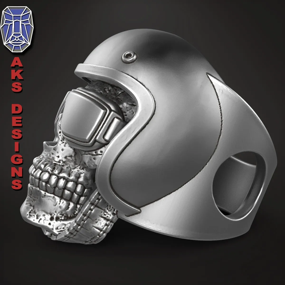 Jewelery Ring Biker Skull 2 STl file 3d print model