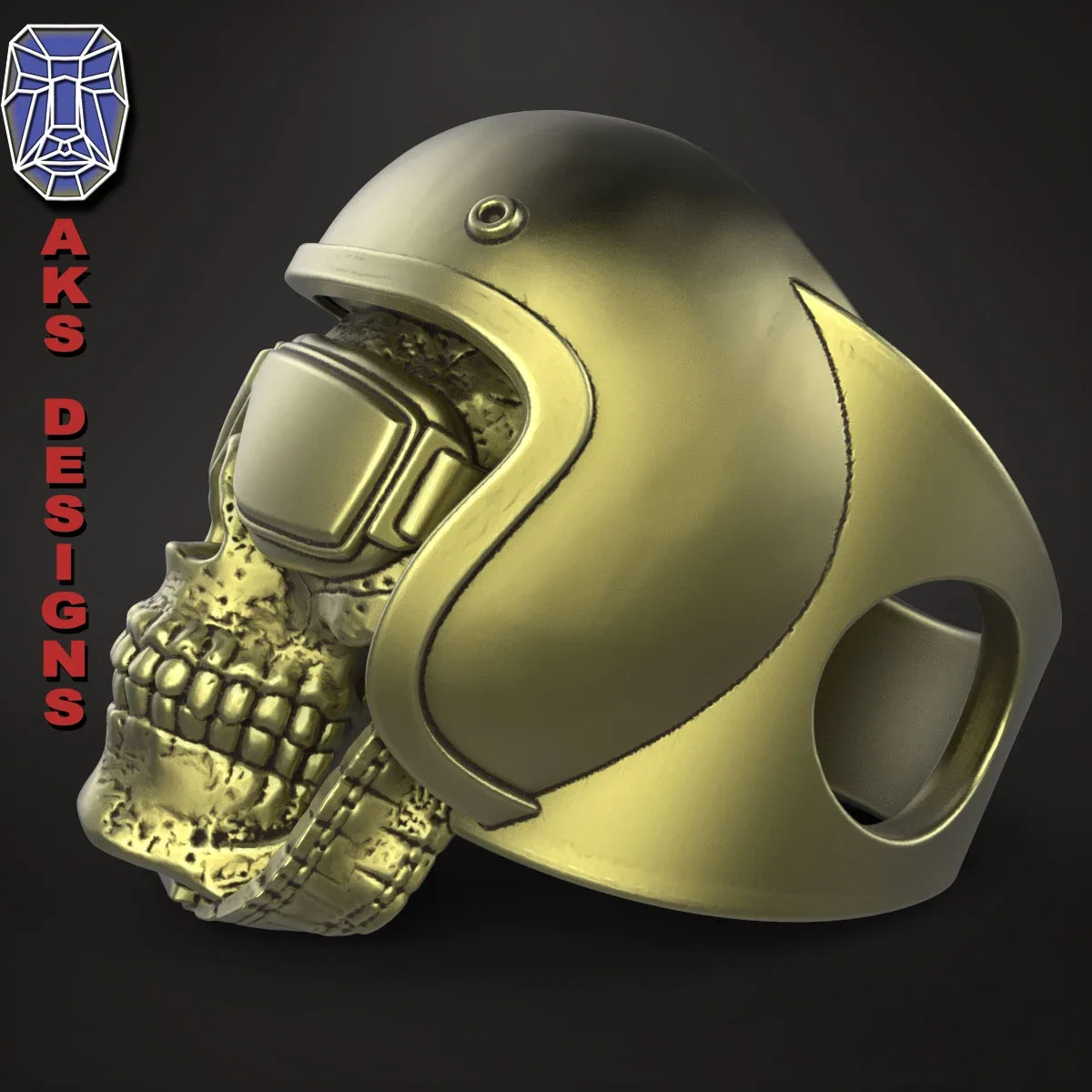 Jewelery Ring Biker Skull 2 STl file 3d print model