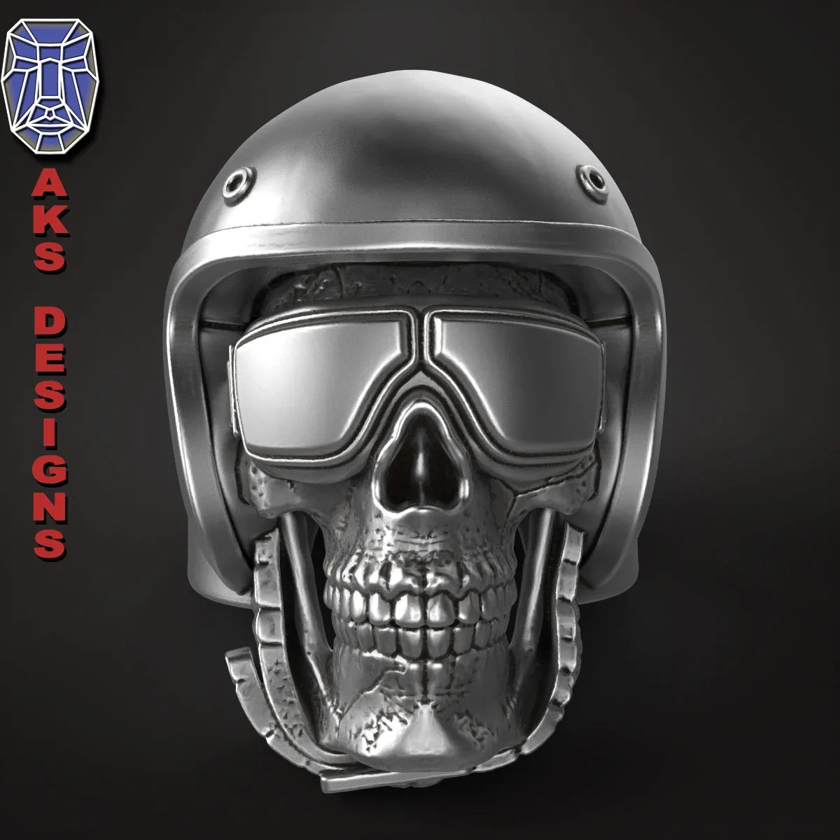 Jewelery Ring Biker Skull 2 STl file 3d print model