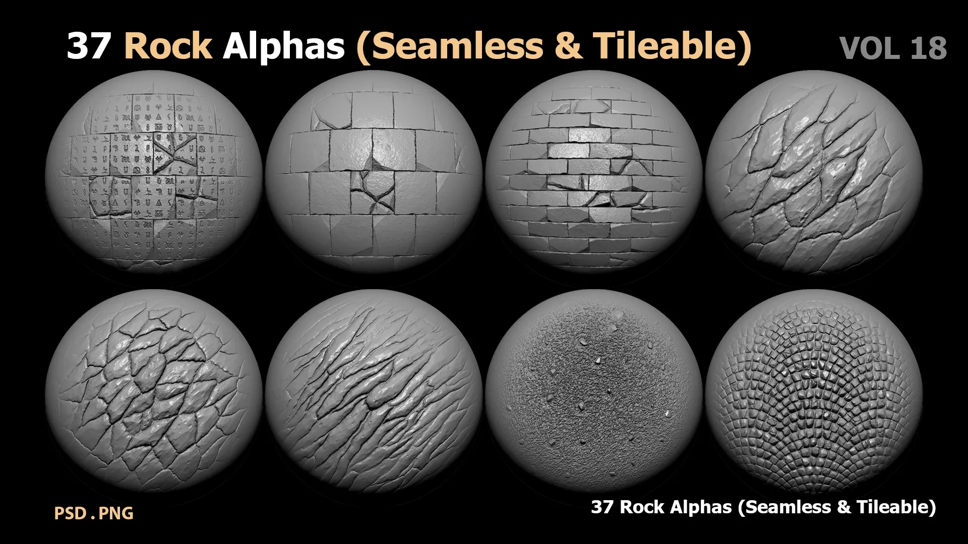 37 Rock Alphas 4K (Seamless & Tileable)