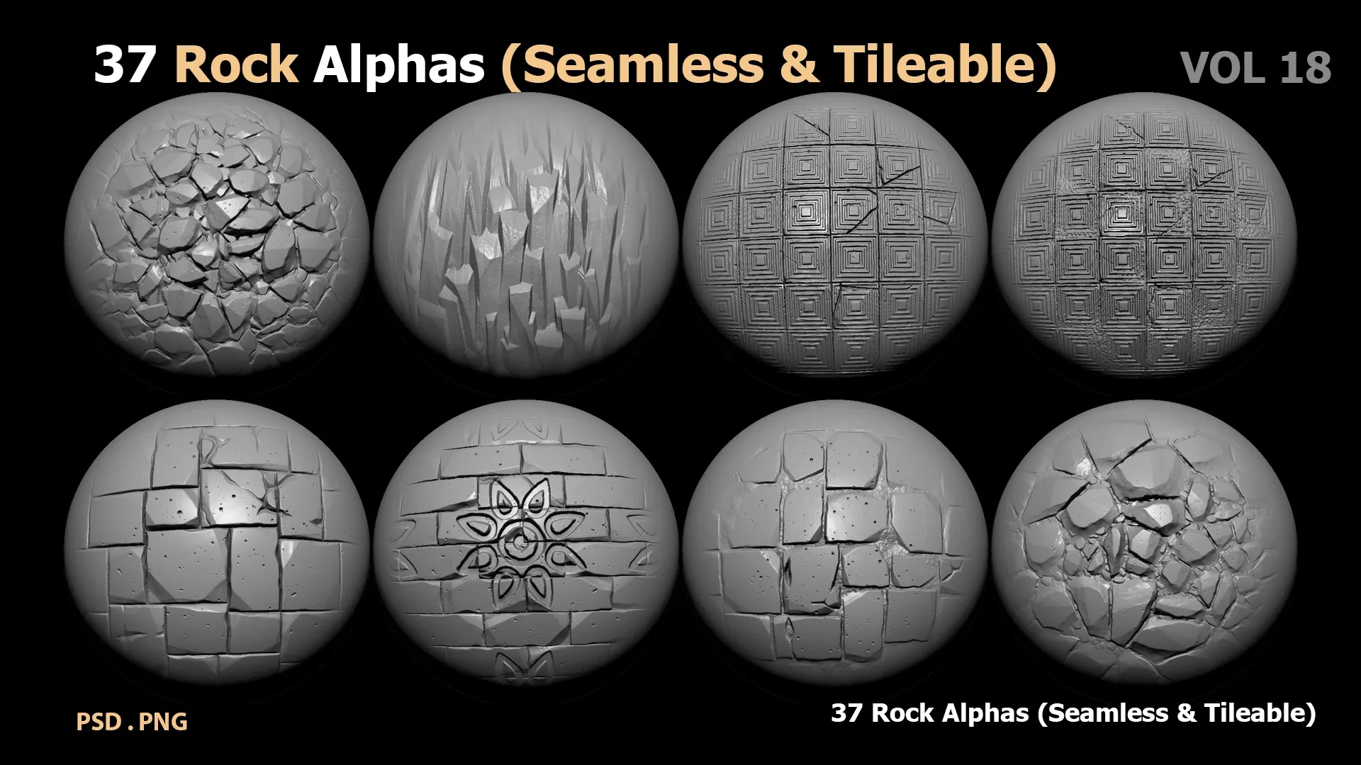 37 Rock Alphas 4K (Seamless & Tileable)