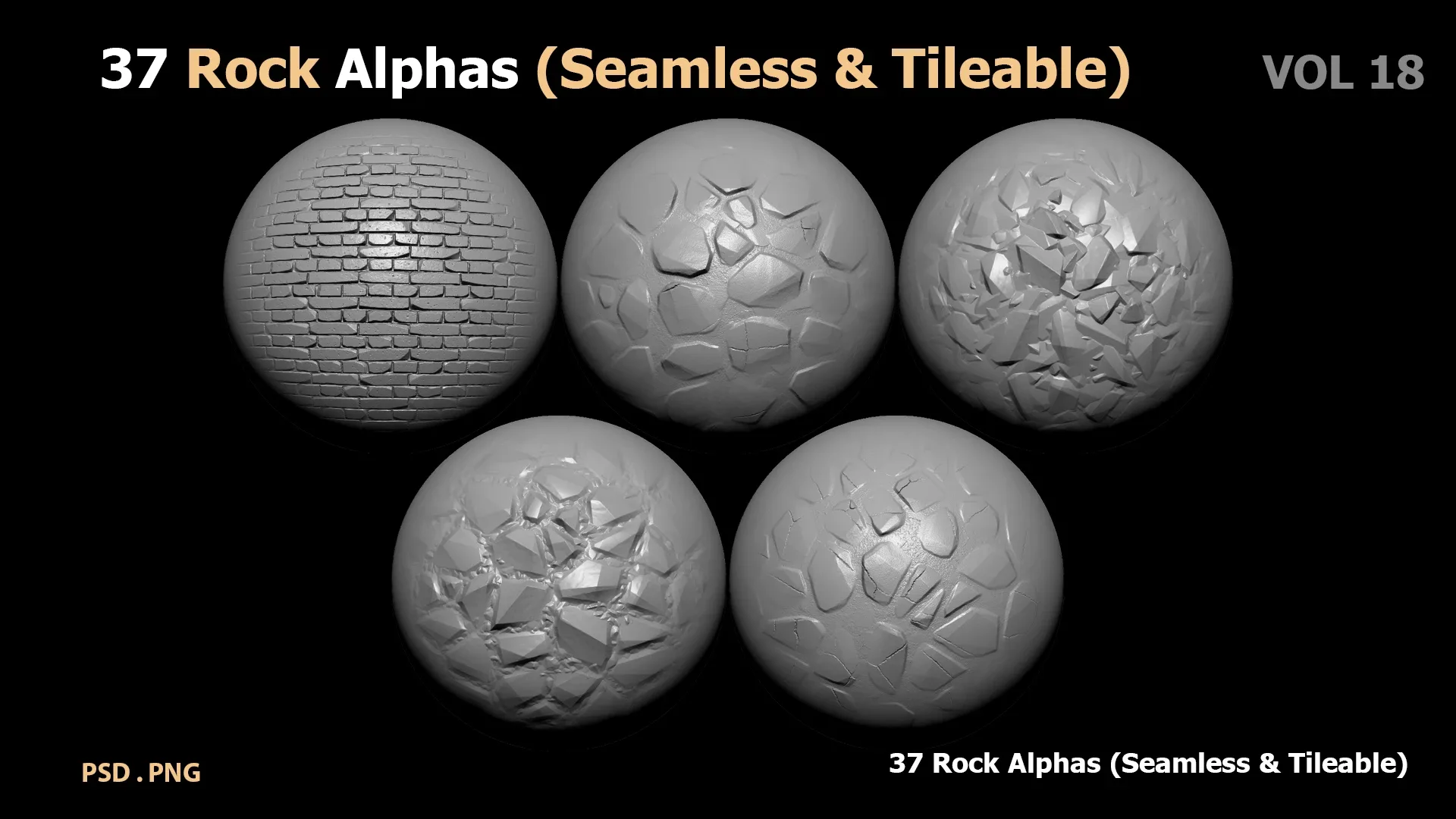 37 Rock Alphas 4K (Seamless & Tileable)