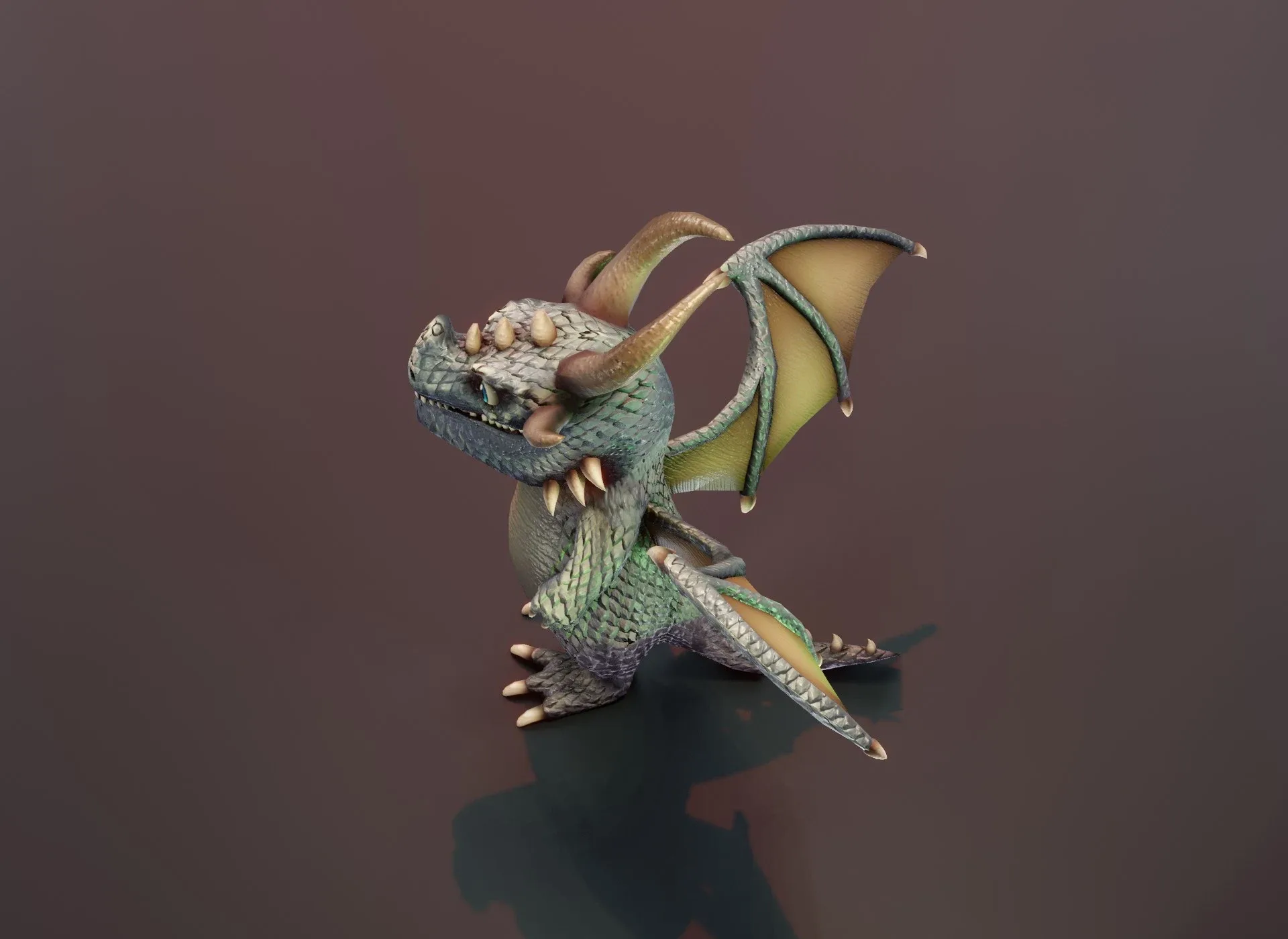 Cartoon Iron Dragon Rigged Low-poly 3D Model