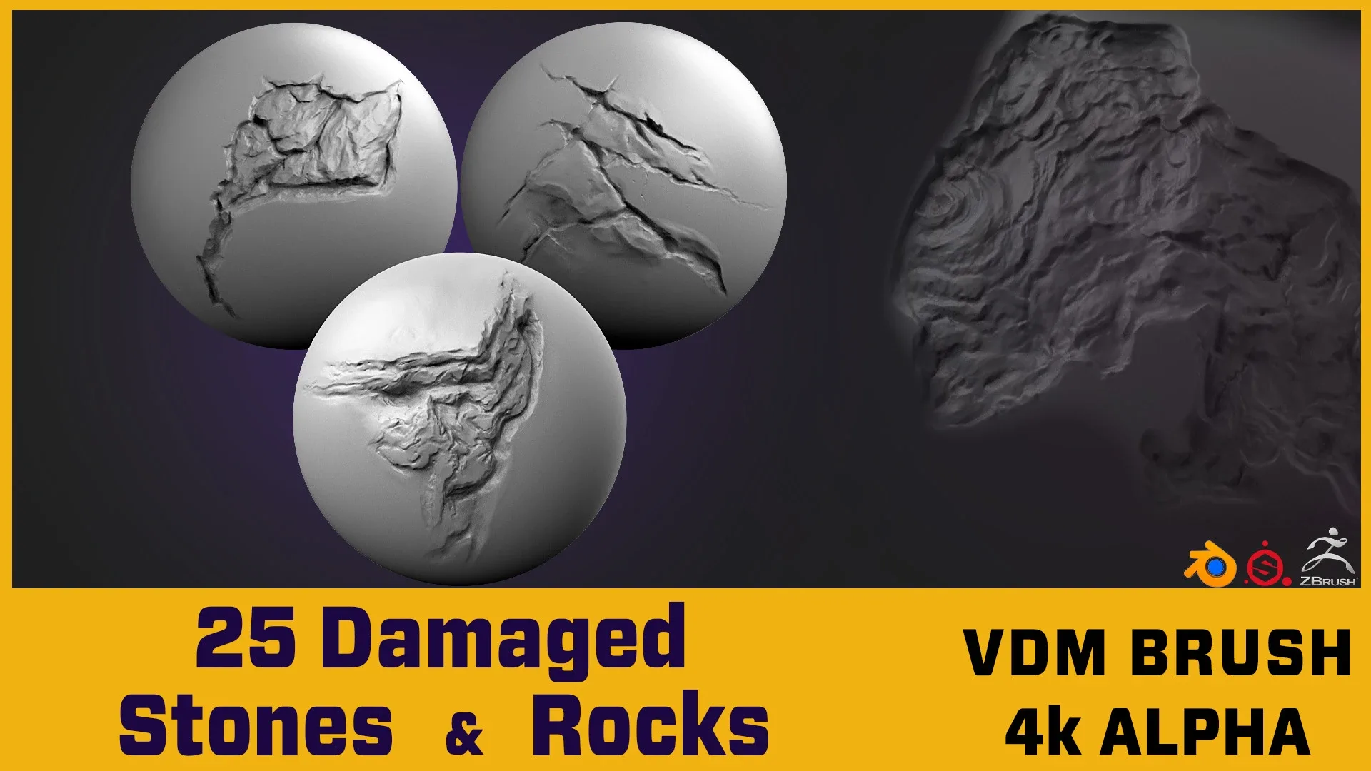 25 VDM 4kAlpha Damaged Stones&Rocks Vol 1