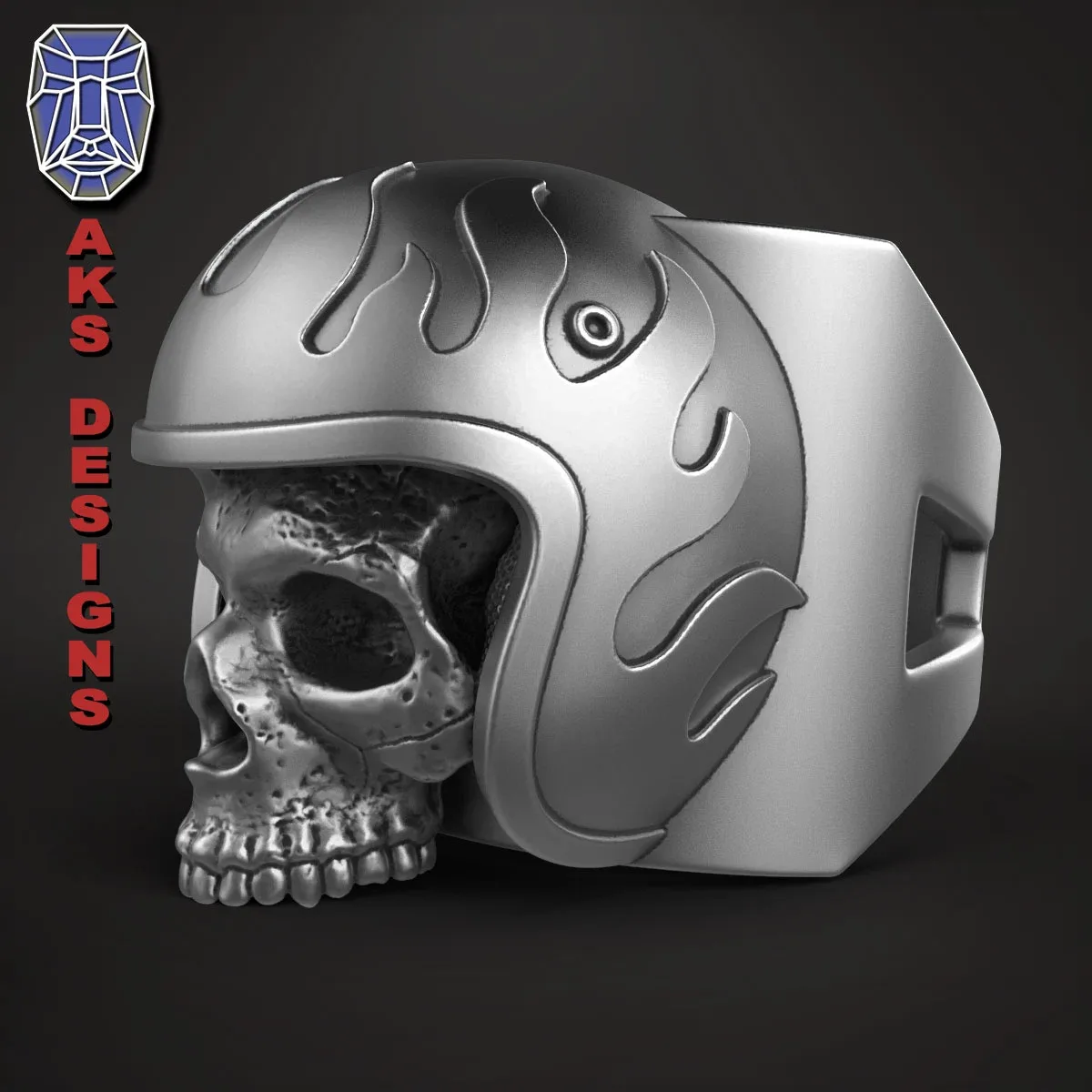 skull Ring jewelry Biker skull 4 STL file